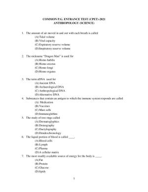 Odisha CPET 2021 ANTHROPOLOGY(SCIENCE) Question Paper