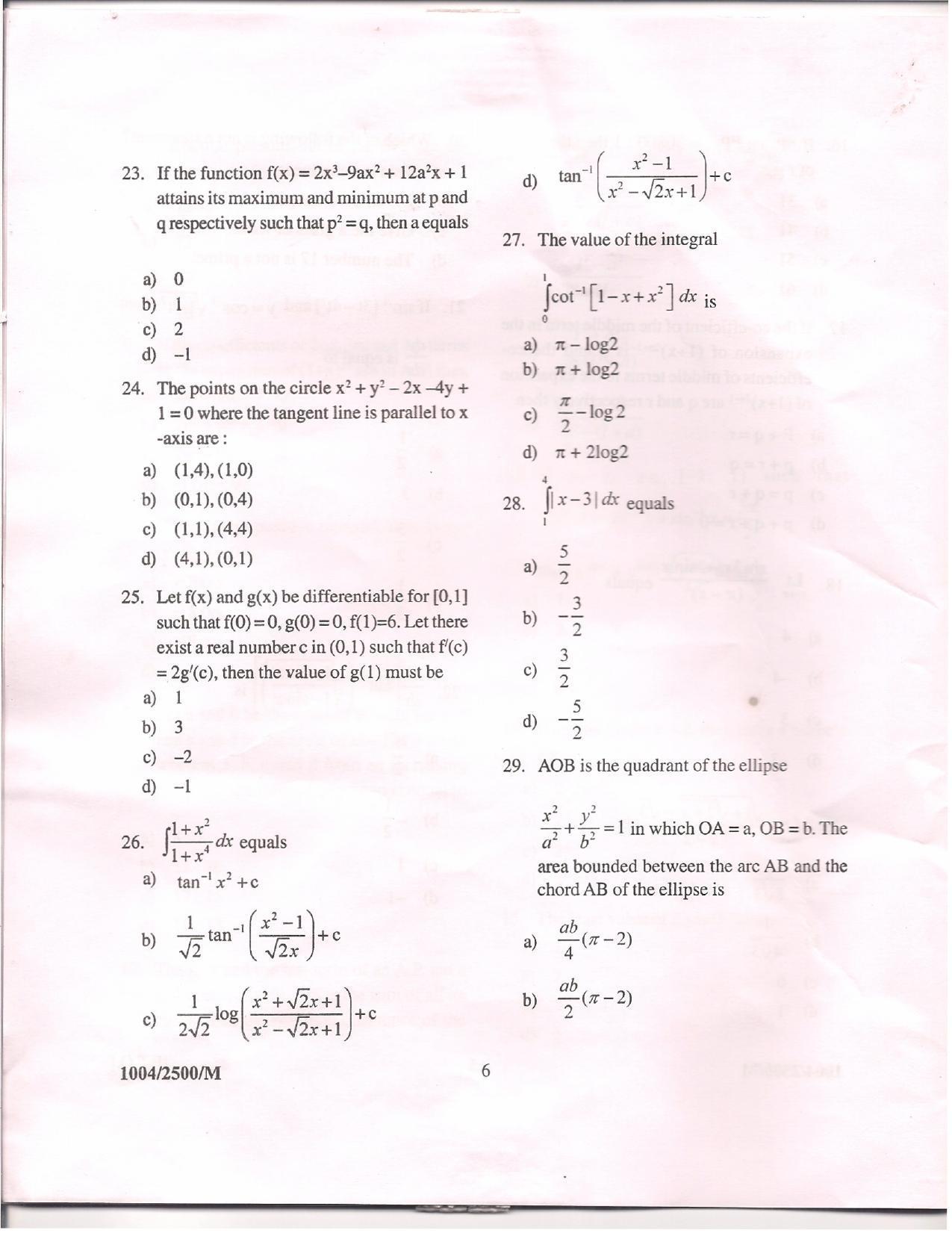 APJEE Mathematics 2010 Question Paper - Page 5