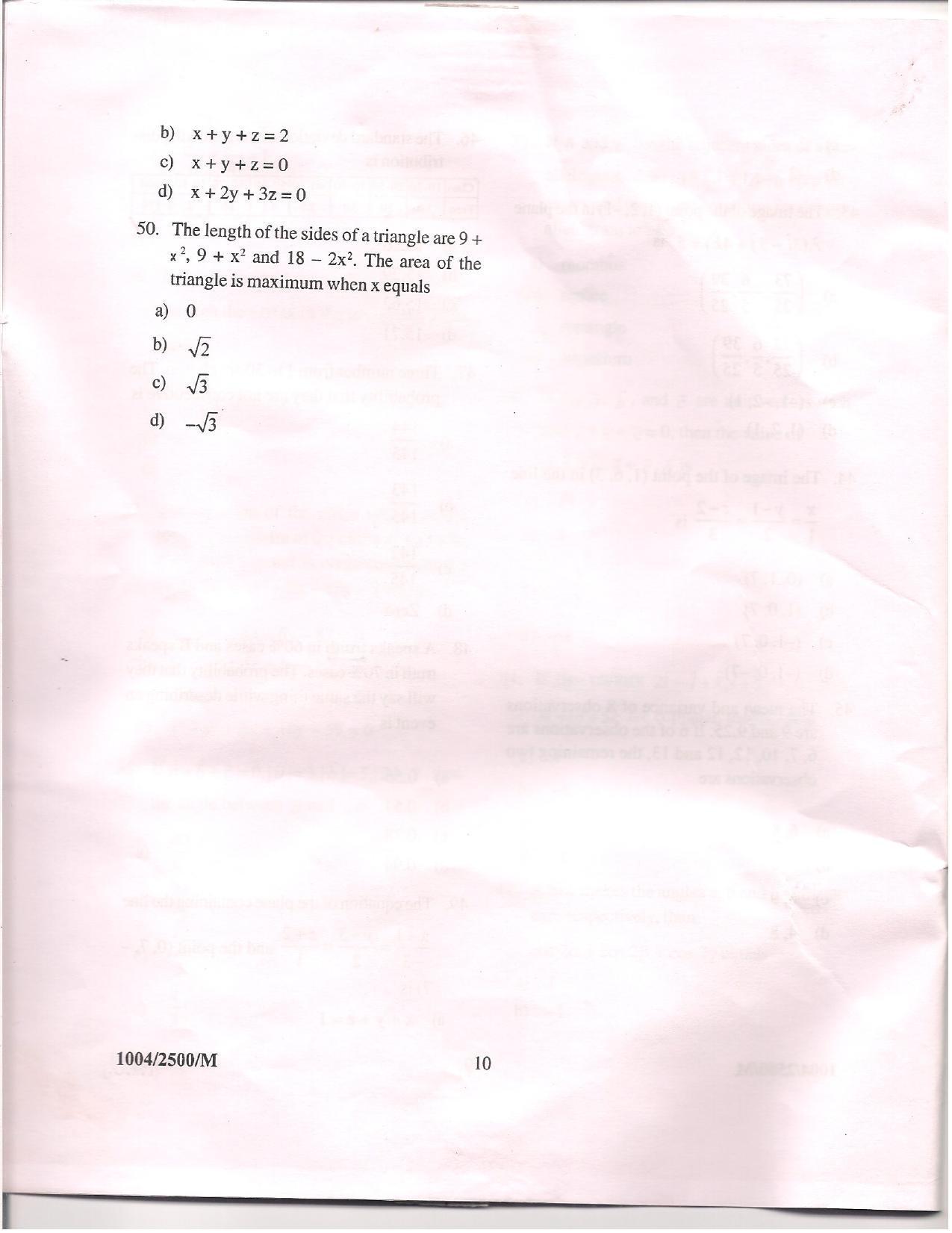 APJEE Mathematics 2010 Question Paper - Page 9