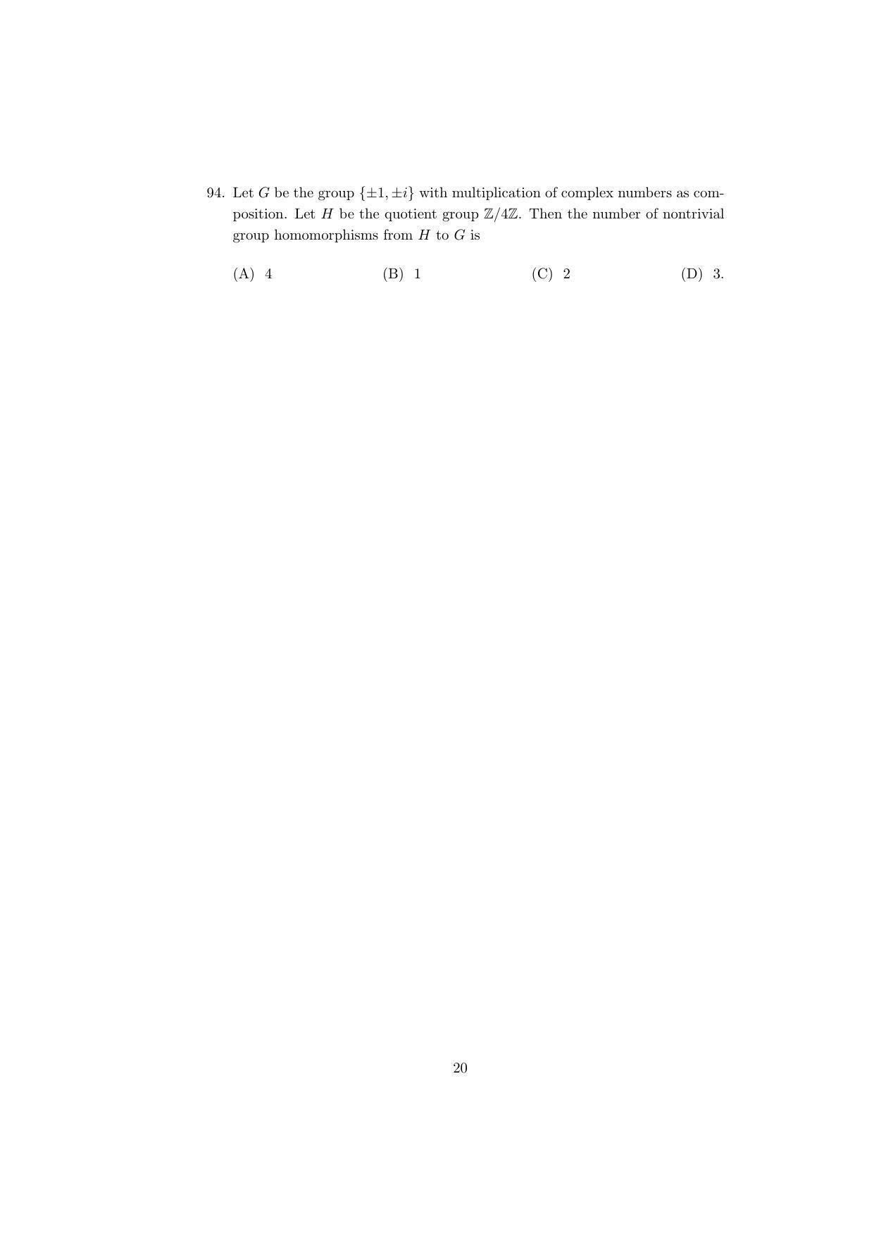 ISI Admission Test MMA (MCQ- Type) 2015 Sample Paper - Page 20