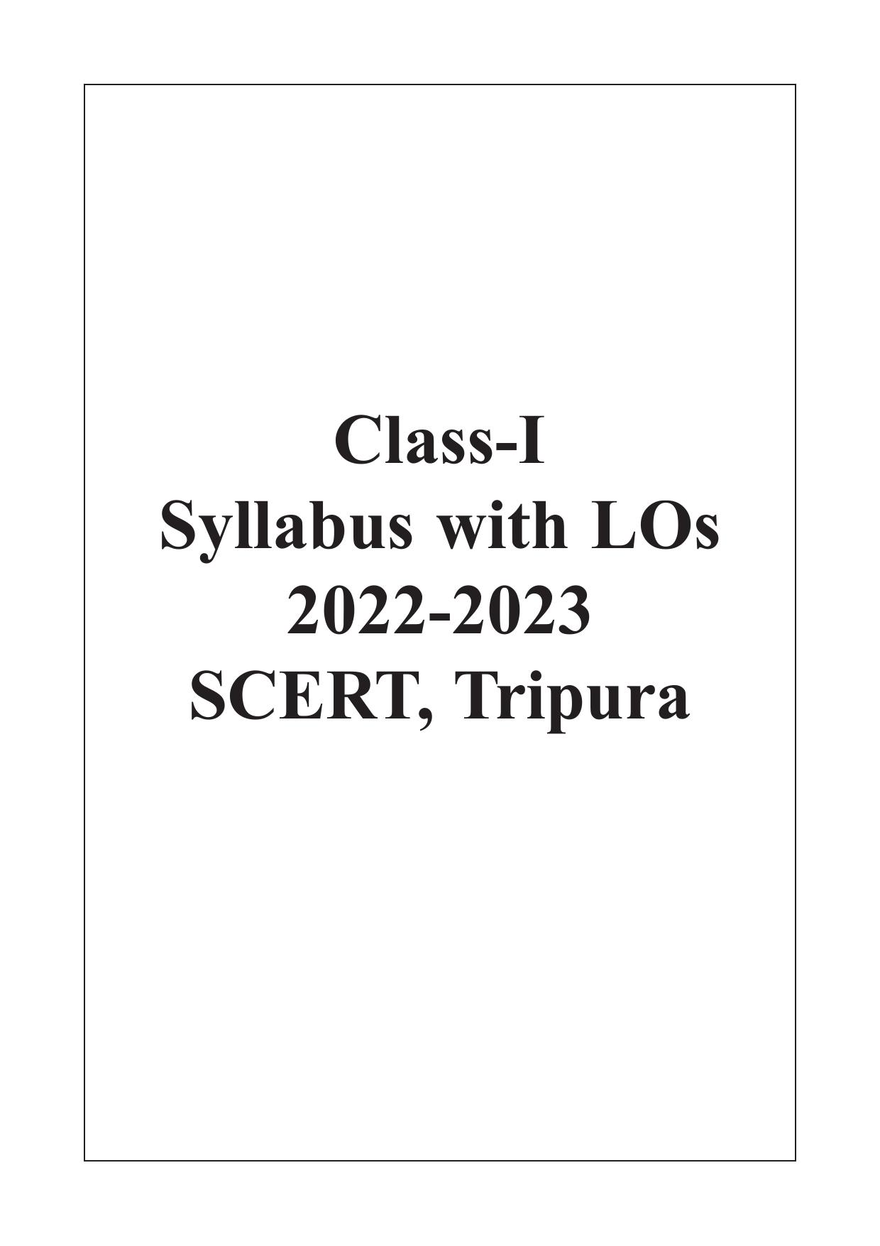 TBSE Class 1 Syllabus - Page 1