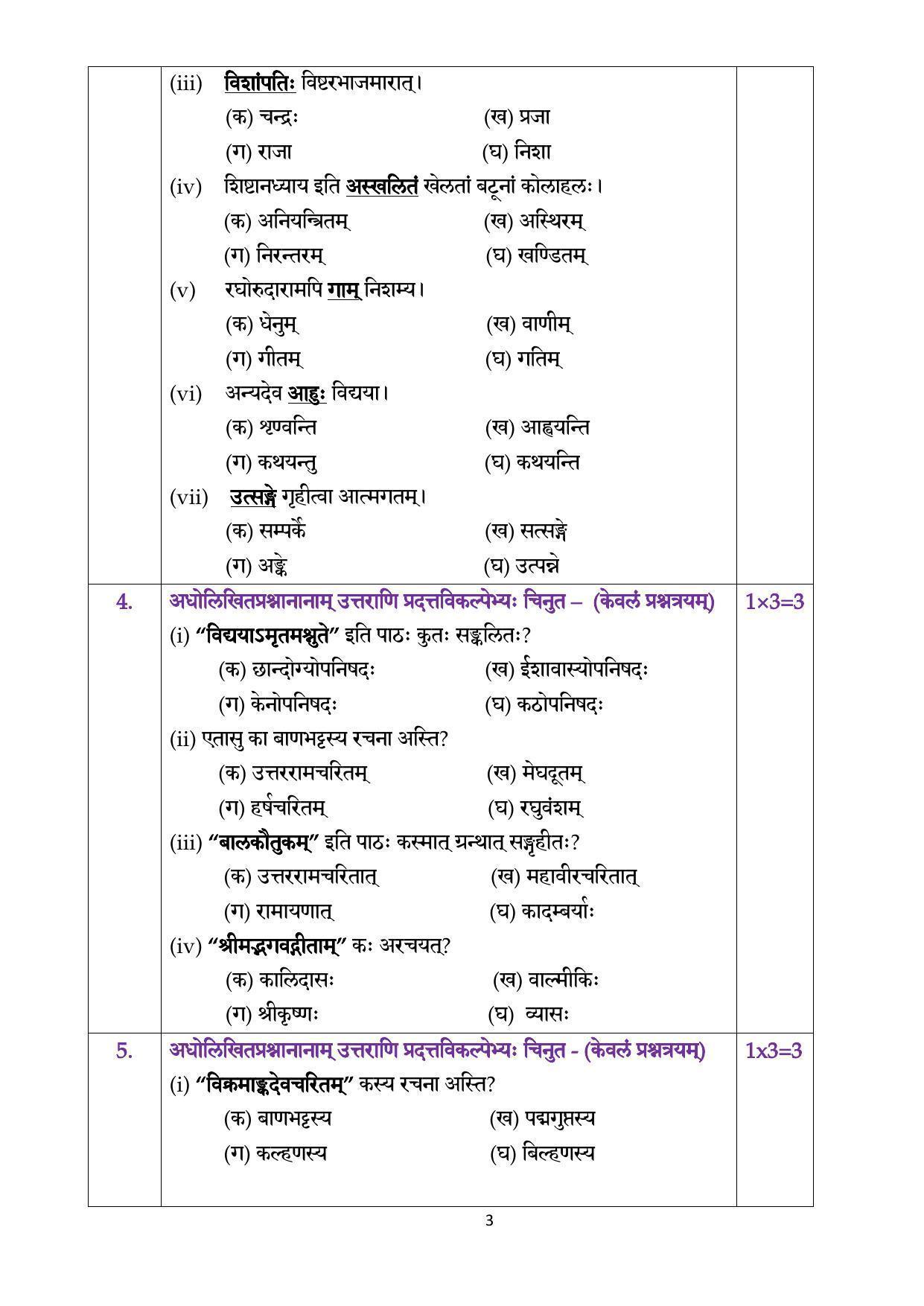CBSE Class 12th Sanskrit Elective Sample Question Paper 2021-22 - Page 3