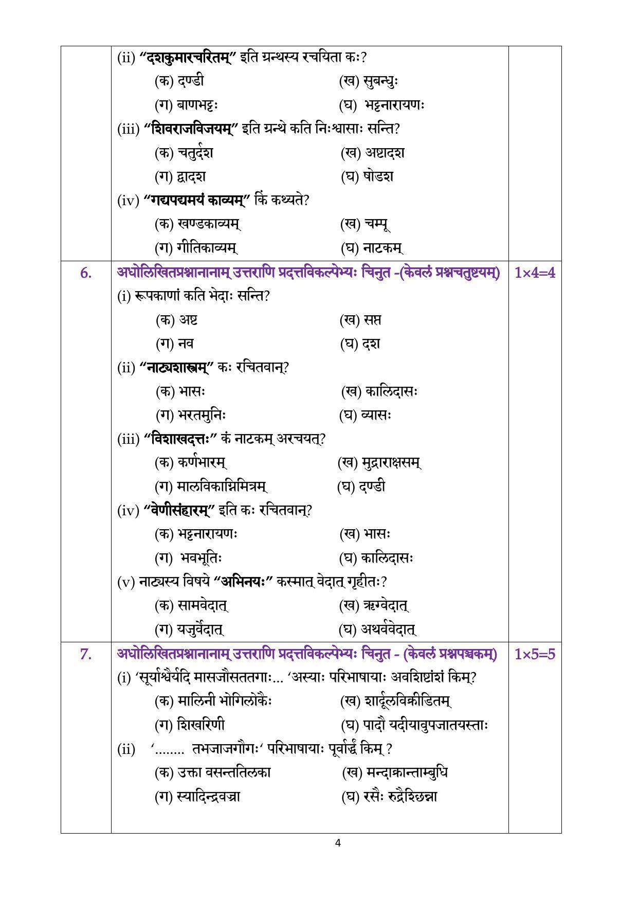 CBSE Class 12th Sanskrit Elective Sample Question Paper 2021-22 - Page 4