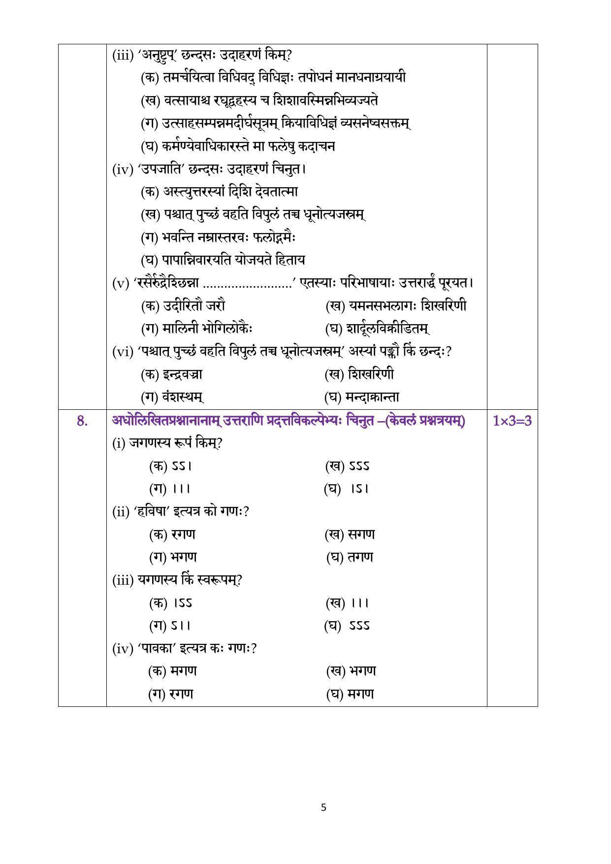 CBSE Class 12th Sanskrit Elective Sample Question Paper 2021-22 - Page 5