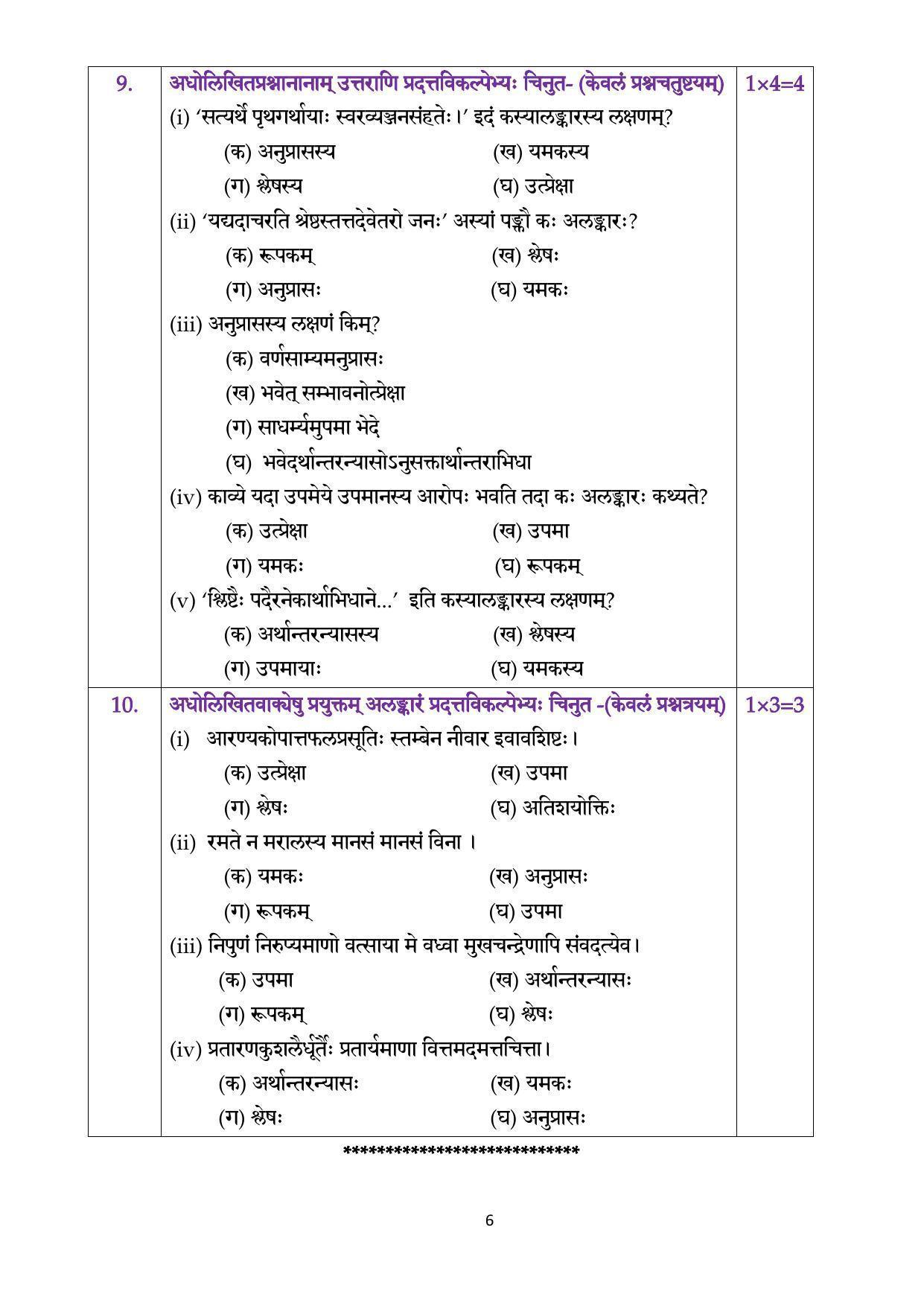 CBSE Class 12th Sanskrit Elective Sample Question Paper 2021-22 - Page 6
