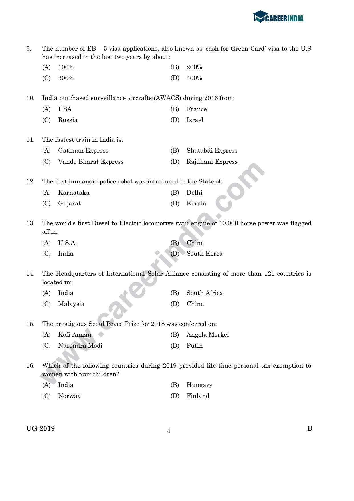 CLAT 2019 UG GK-&-Current-Affair Question Paper - Page 3