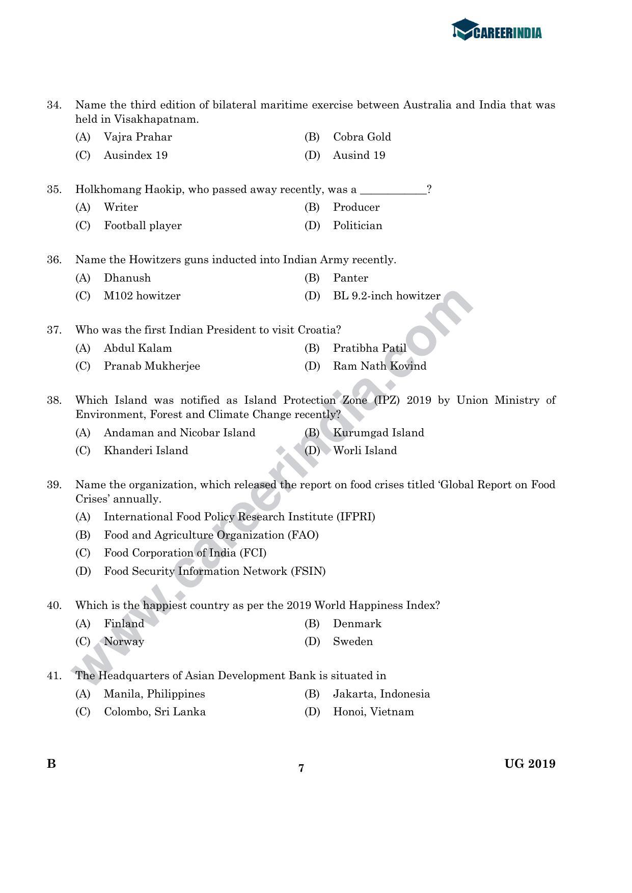 CLAT 2019 UG GK-&-Current-Affair Question Paper - Page 6