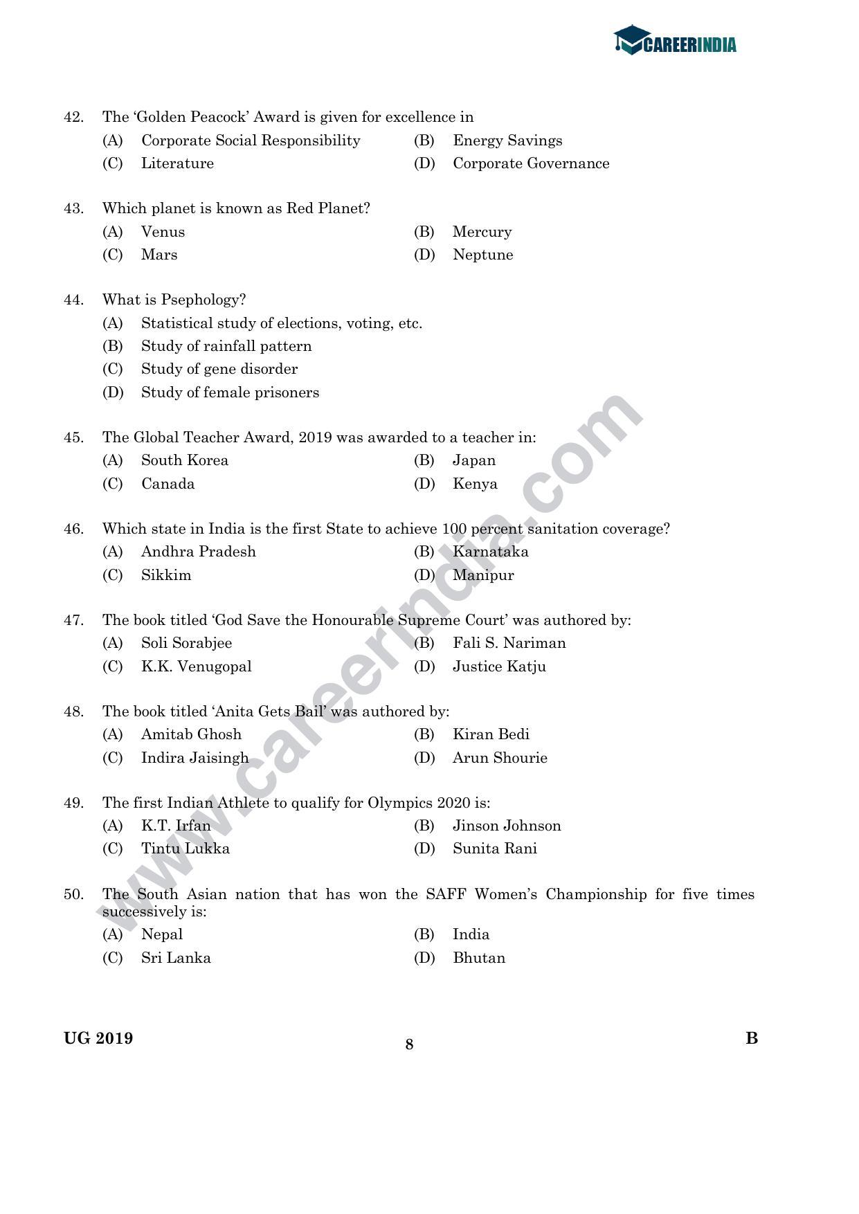 CLAT 2019 UG GK-&-Current-Affair Question Paper - Page 7