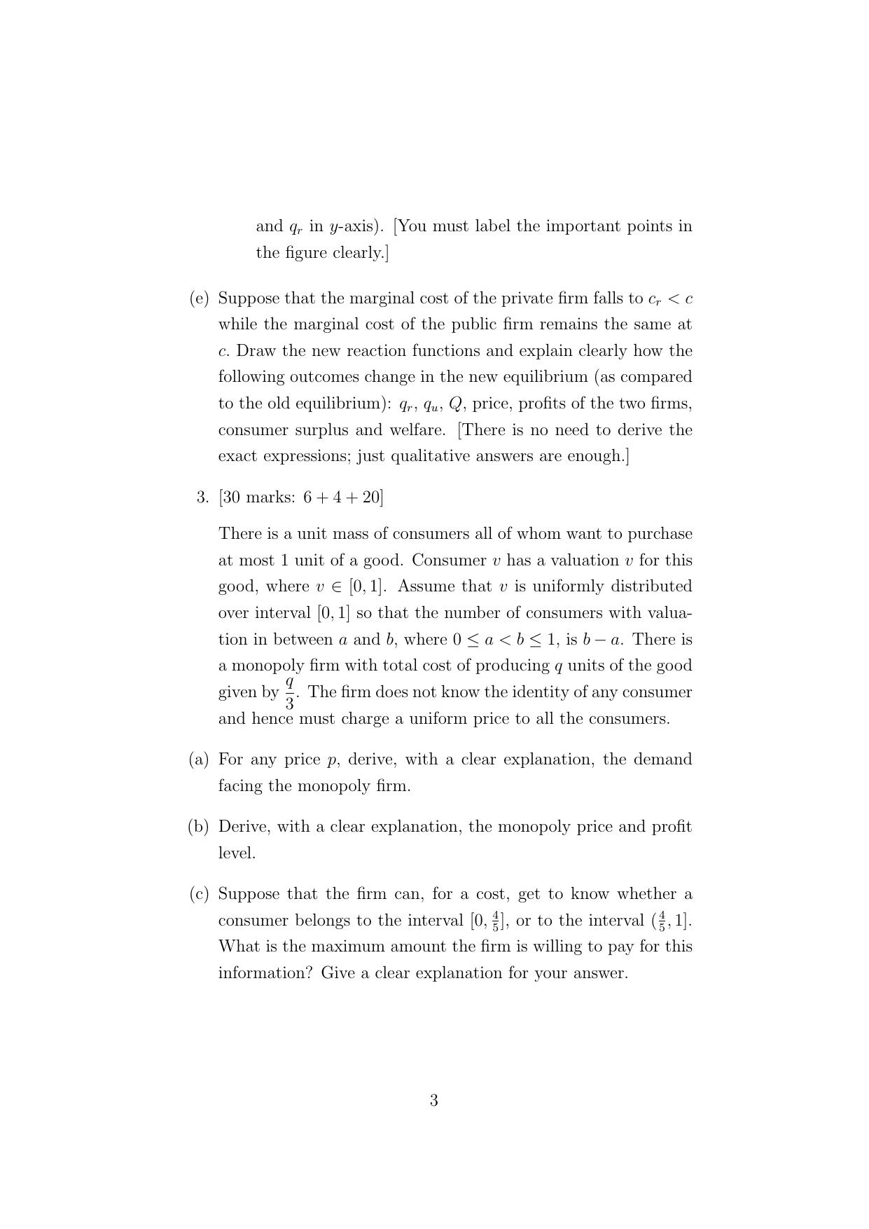 ISI Admission Test M.S.(QE) - Quantitative Economics (PEB) 2024 Sample Paper - Page 3