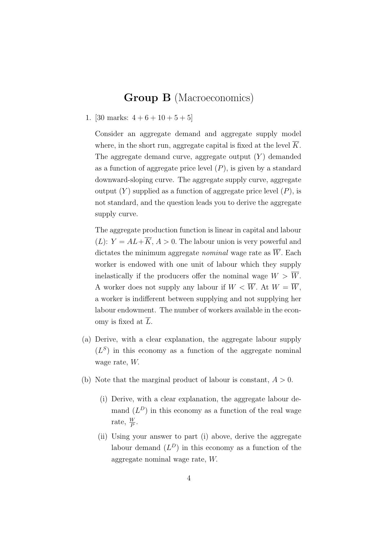 ISI Admission Test M.S.(QE) - Quantitative Economics (PEB) 2024 Sample Paper - Page 4