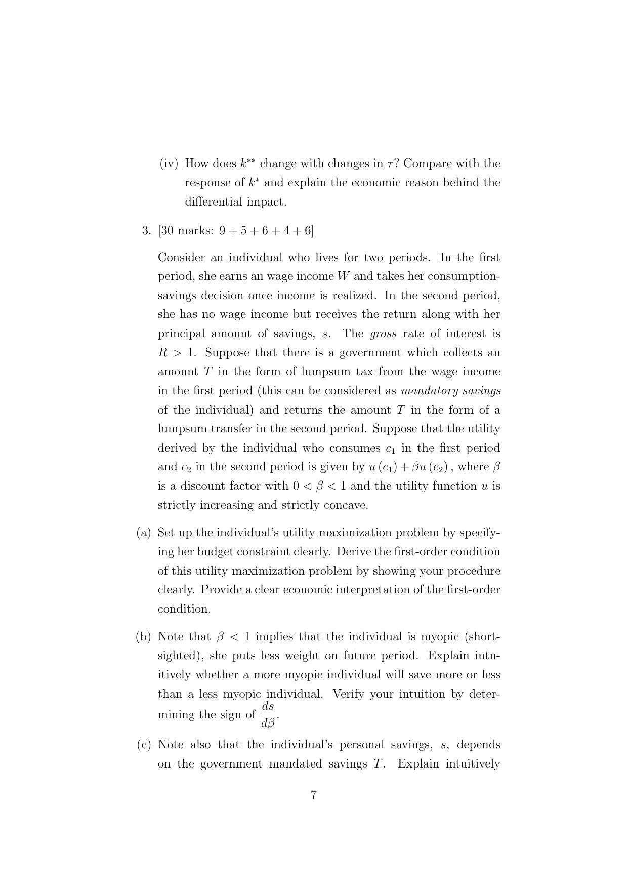 ISI Admission Test M.S.(QE) - Quantitative Economics (PEB) 2024 Sample Paper - Page 7