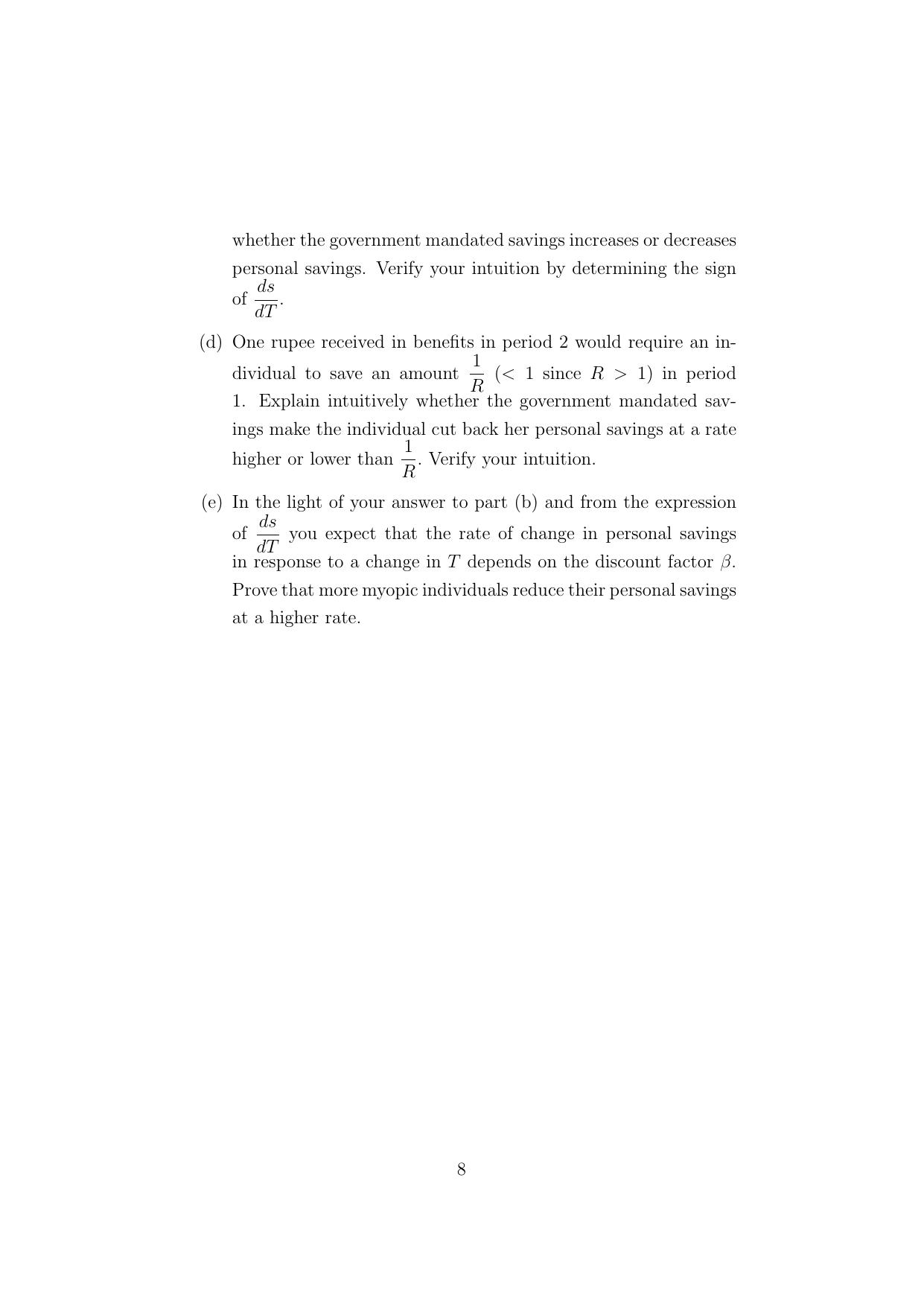 ISI Admission Test M.S.(QE) - Quantitative Economics (PEB) 2024 Sample Paper - Page 8