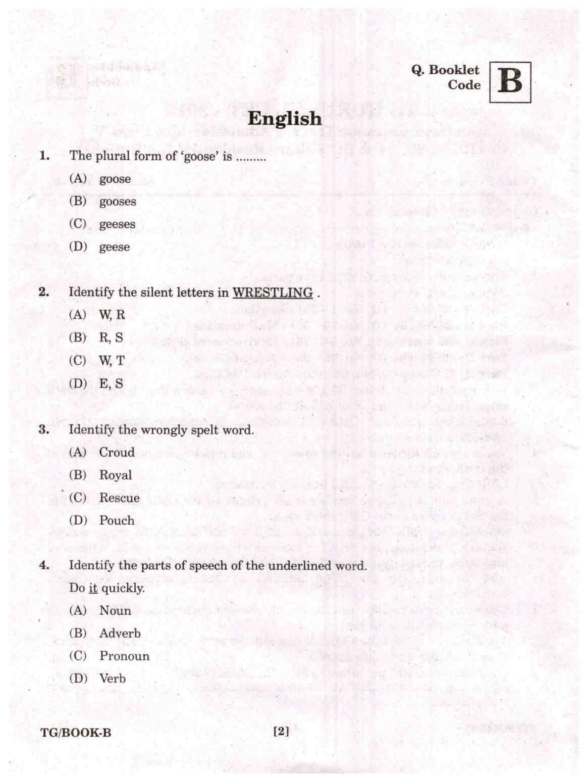 TGCET 2018 Question Papers - Page 2