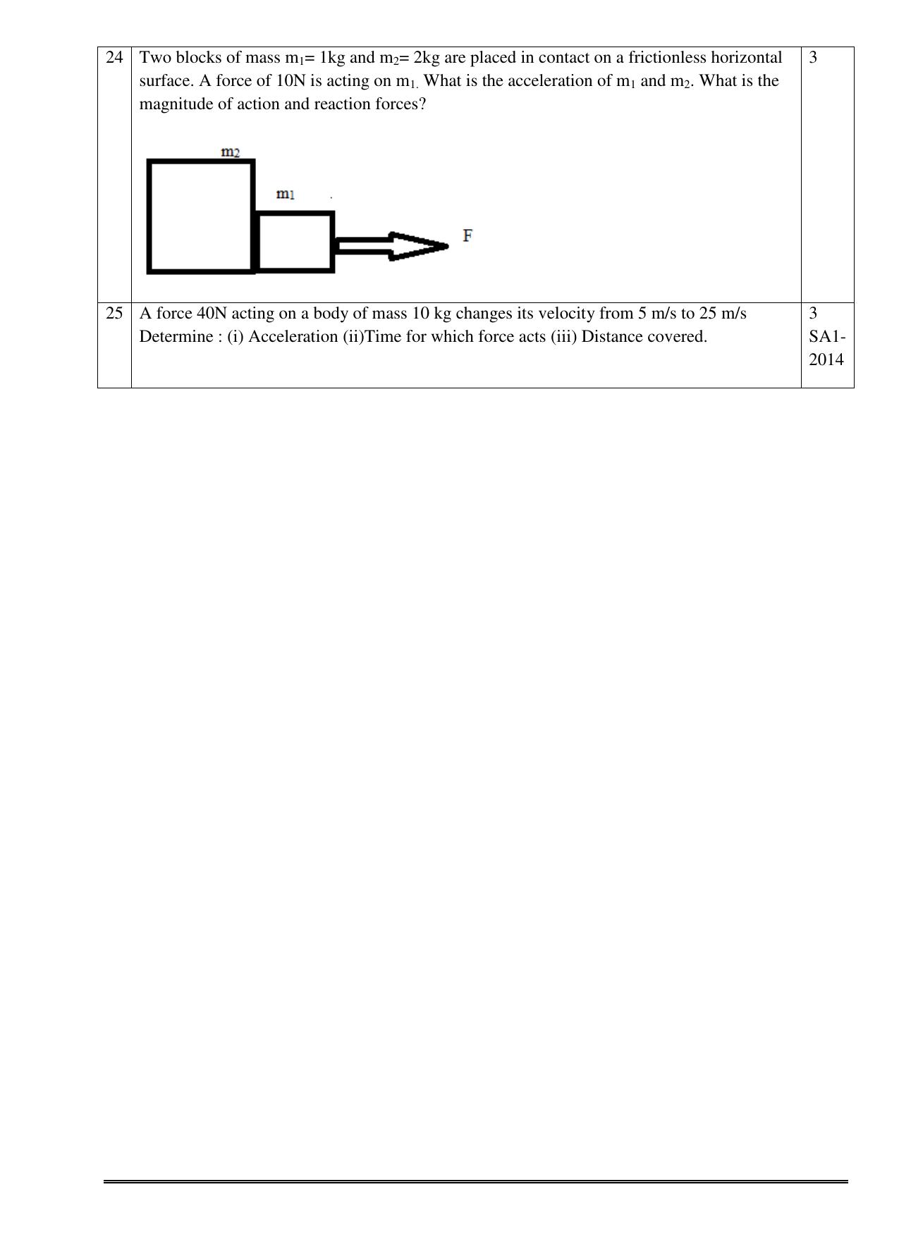 CBSE Worksheets for Class 9 Science Force and Laws of Motion Assignment - Page 3