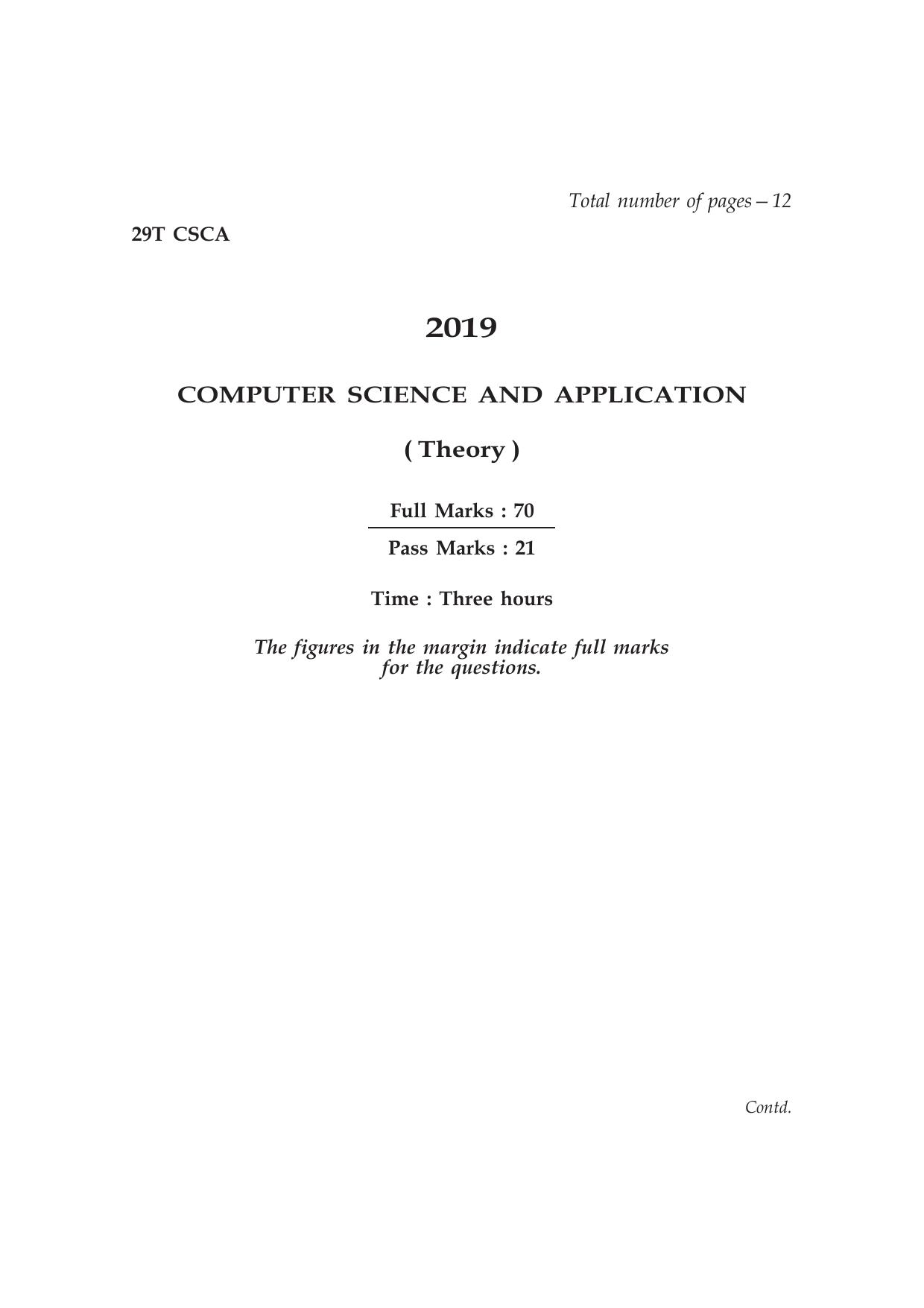 Assam HS 2nd Year Computer Science 2019 Question Paper - Page 1