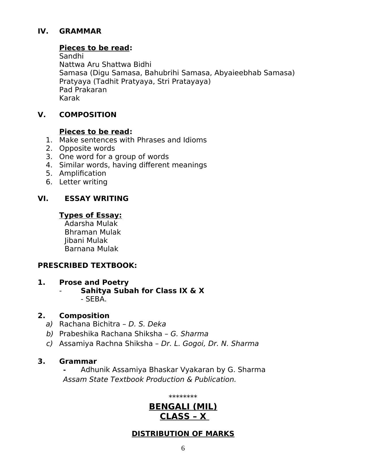 MBOSE Class 10 / SSLC Syllabus PDF - Page 6