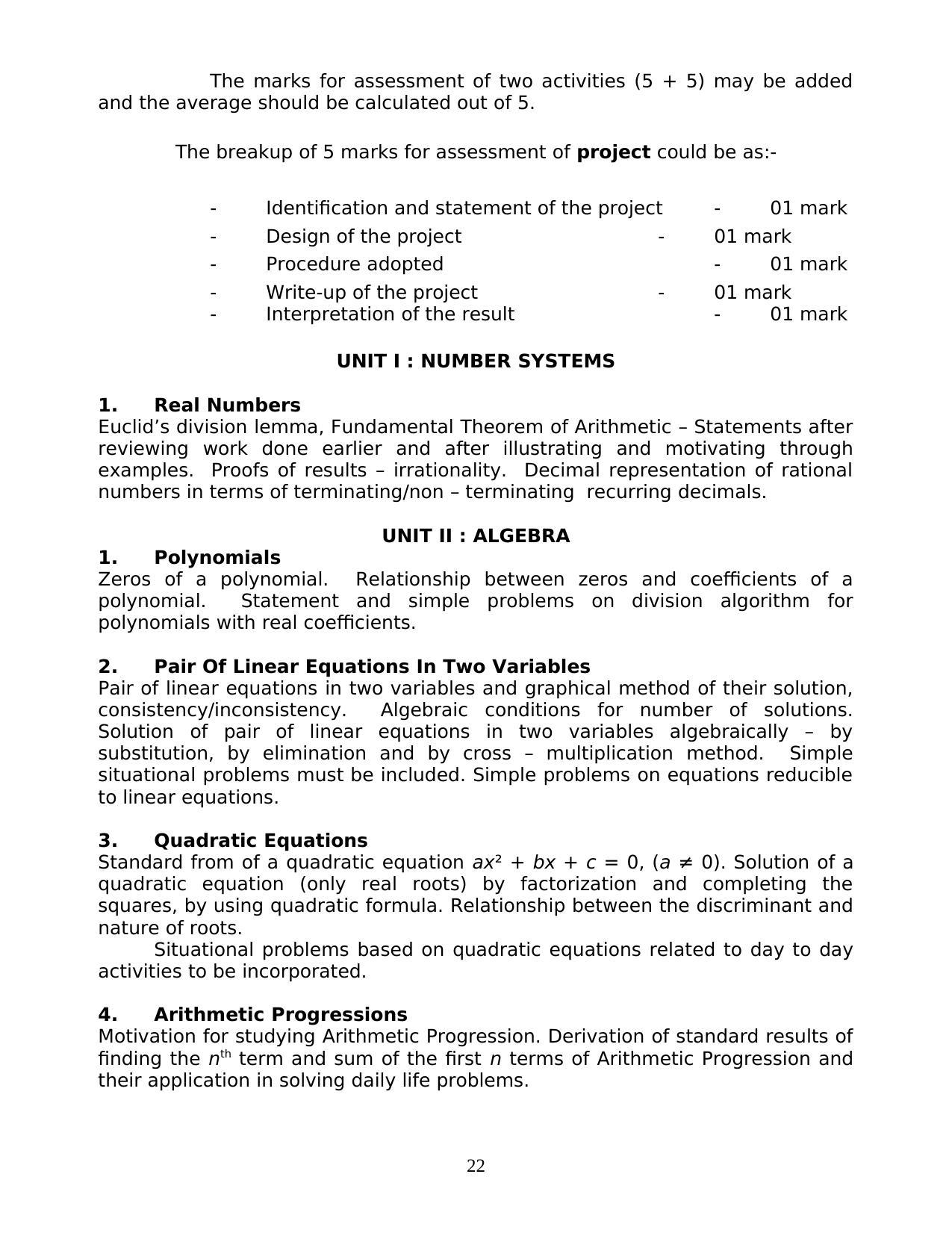 MBOSE Class 10 / SSLC Syllabus PDF - Page 22