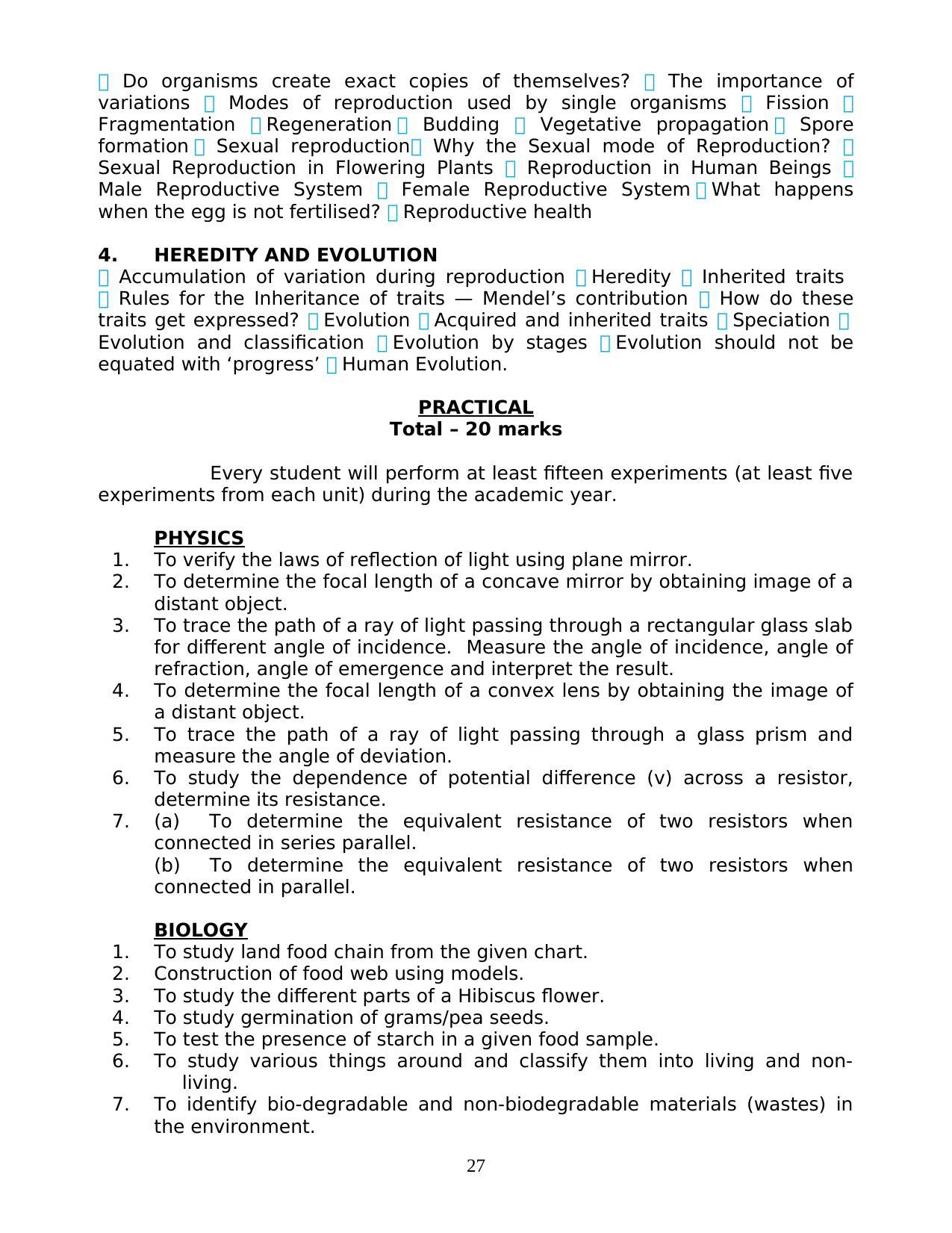 MBOSE Class 10 / SSLC Syllabus PDF - Page 27