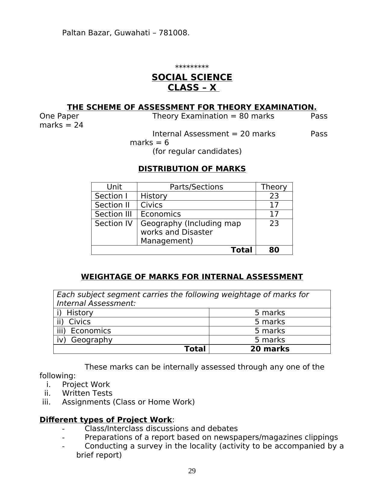 MBOSE Class 10 / SSLC Syllabus PDF - Page 29