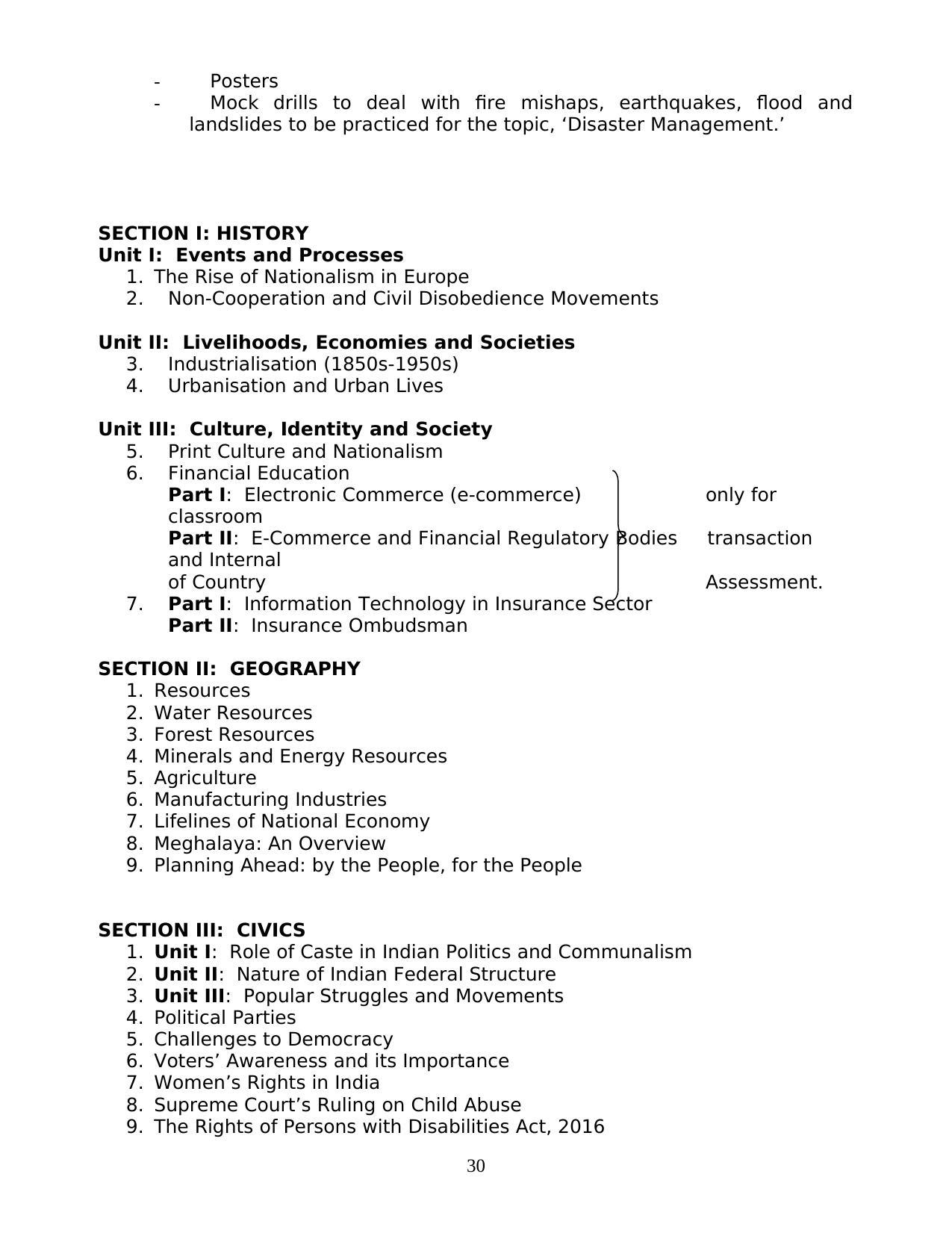 MBOSE Class 10 / SSLC Syllabus PDF - Page 30