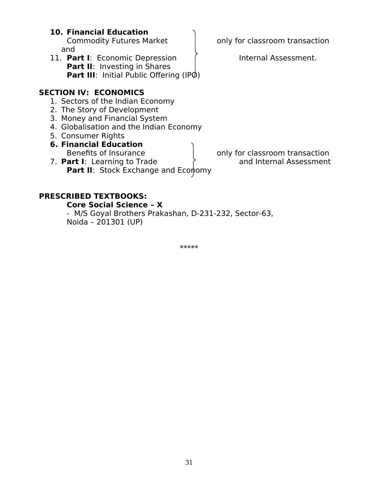 MBOSE Class 10 / SSLC Syllabus PDF - Page 31