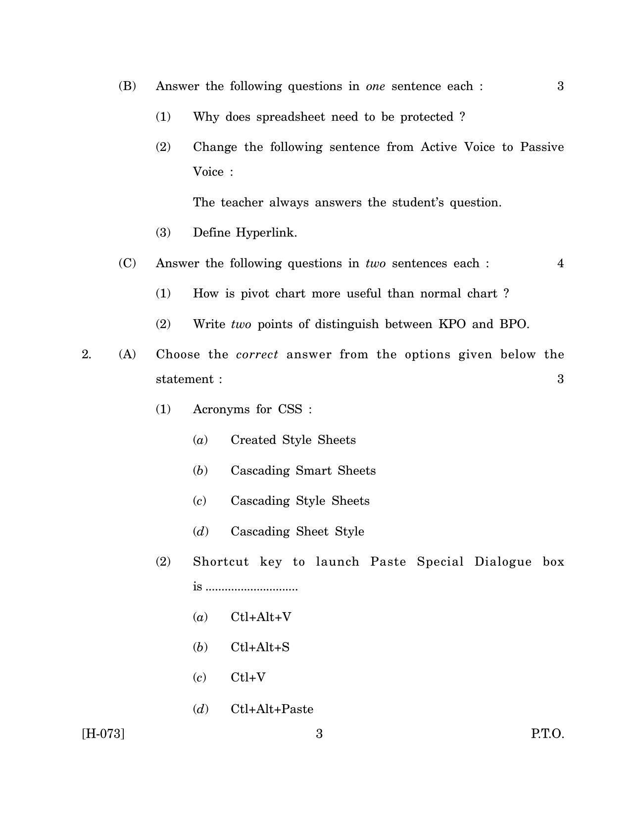Goa Board Class 12 IT/ITES (March 2019_0) Question Paper - Page 3