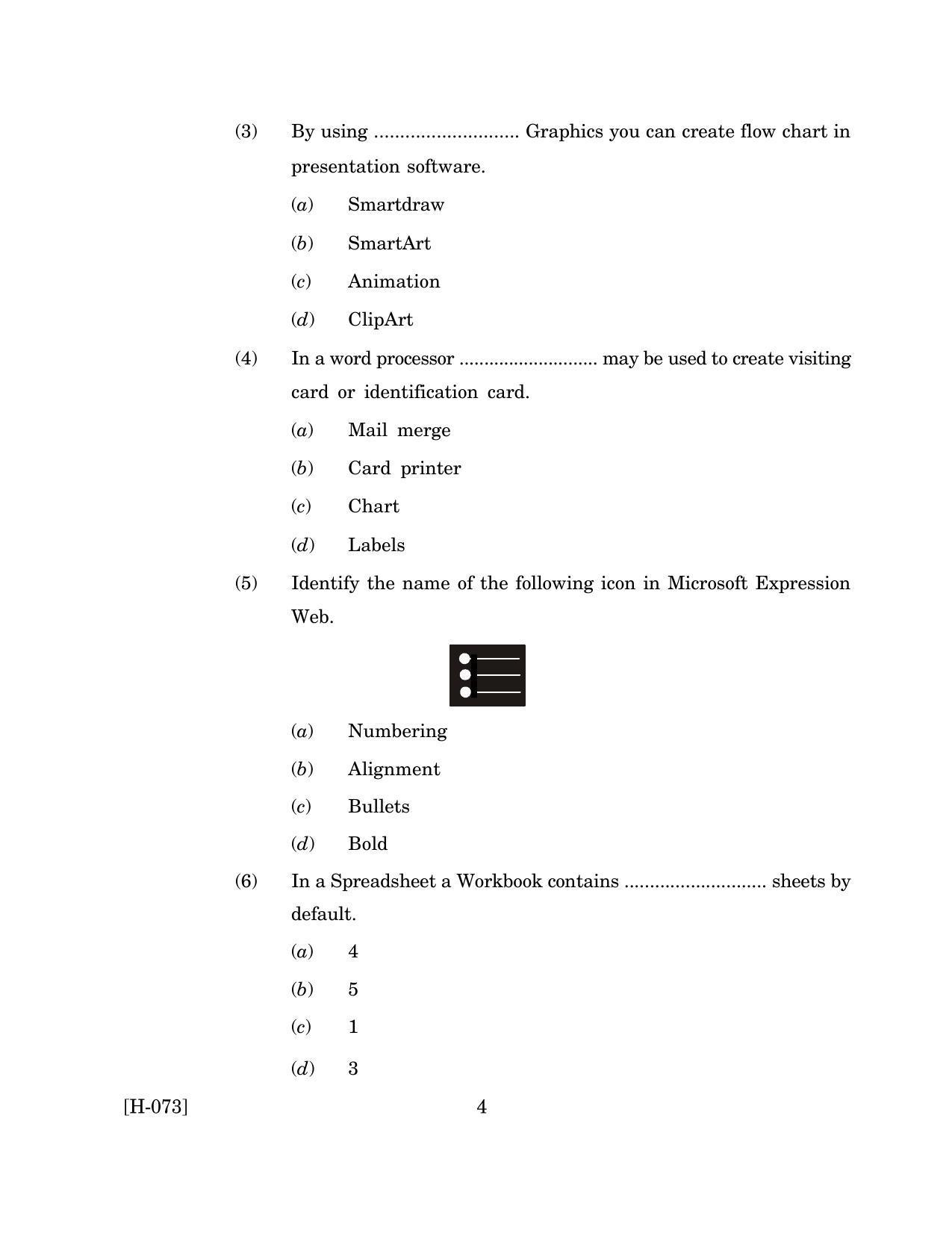 Goa Board Class 12 IT/ITES (March 2019_0) Question Paper - Page 4