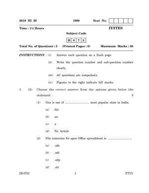 Goa Board Class 12 IT/ITES (March 2019_0) Question Paper
