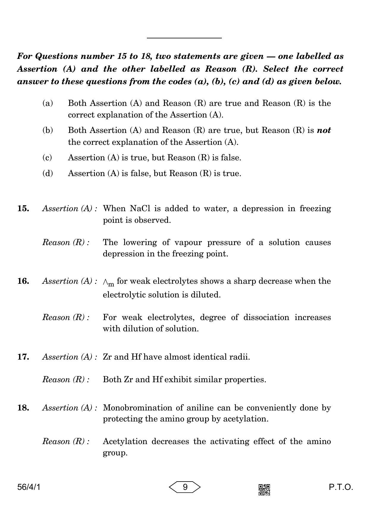 CBSE Class 12 56-4-1 Chemistry 2023 Question Paper - Page 9
