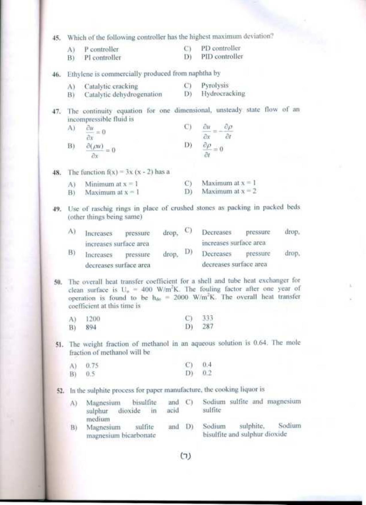 PU CET UG 2017 M.Tech.(Polymer) Question Paper - Page 8