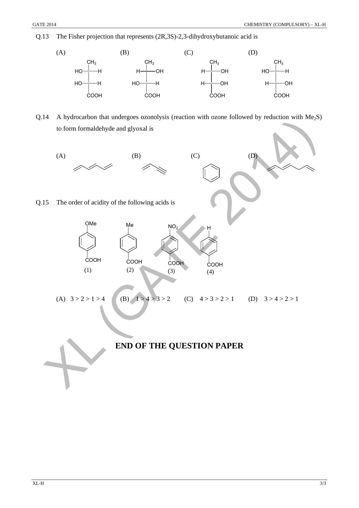 GATE 2014 Life Sciences (XL) Question Paper with Answer Key - Page 9