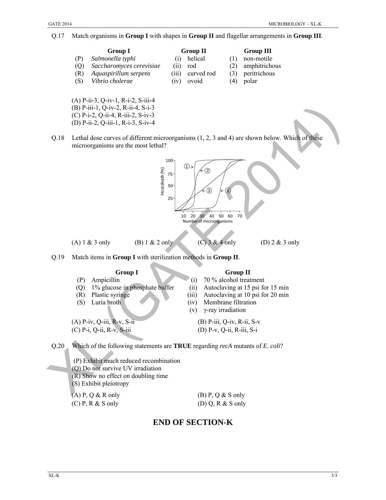 GATE 2014 Life Sciences (XL) Question Paper with Answer Key - Page 24