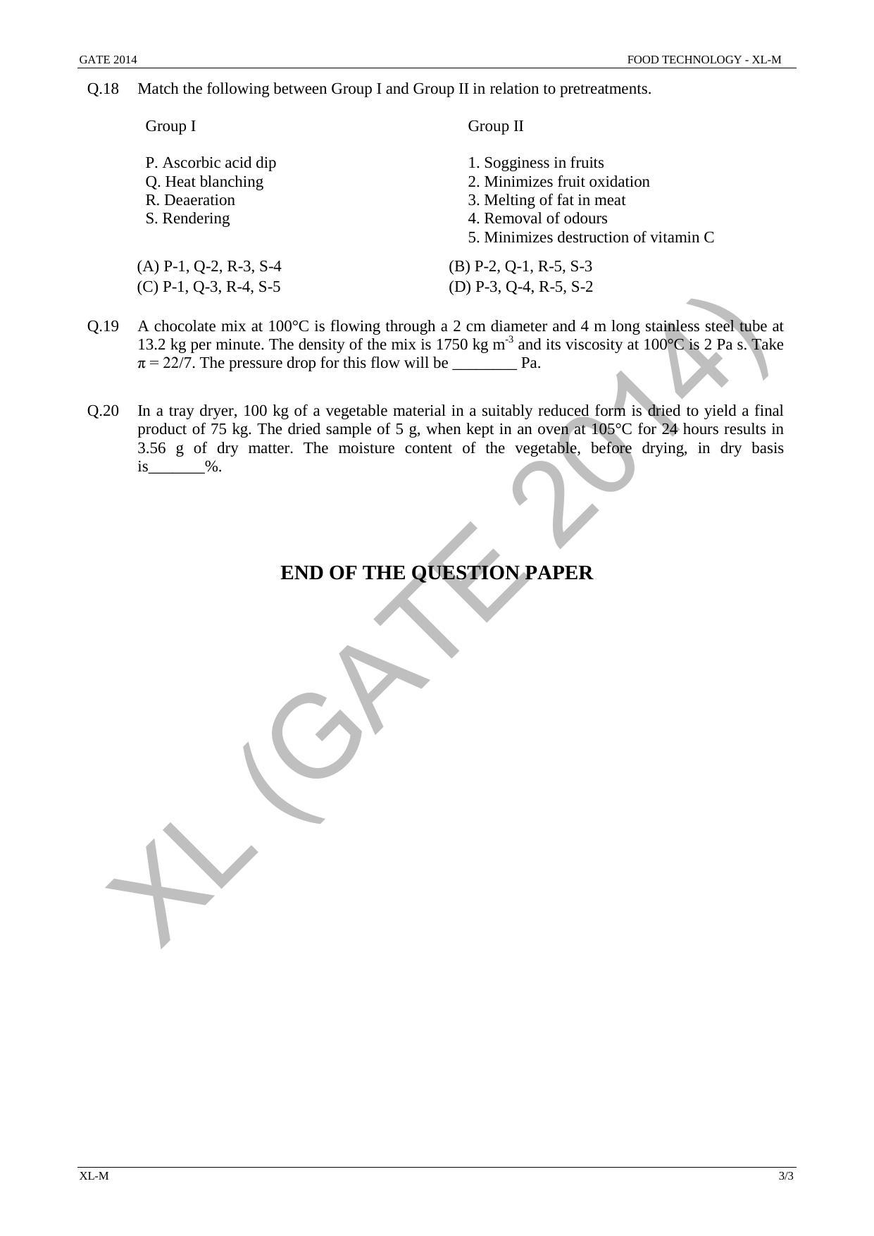 GATE 2014 Life Sciences (XL) Question Paper with Answer Key - Page 31