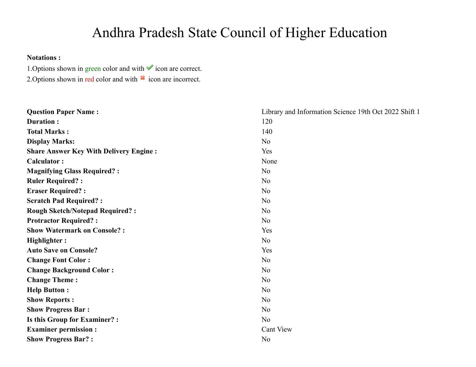 AP RCET 2022: Library and Information Science - 19-10-2022 (Wednesday) Session-I Question Paper With keys - Page 1