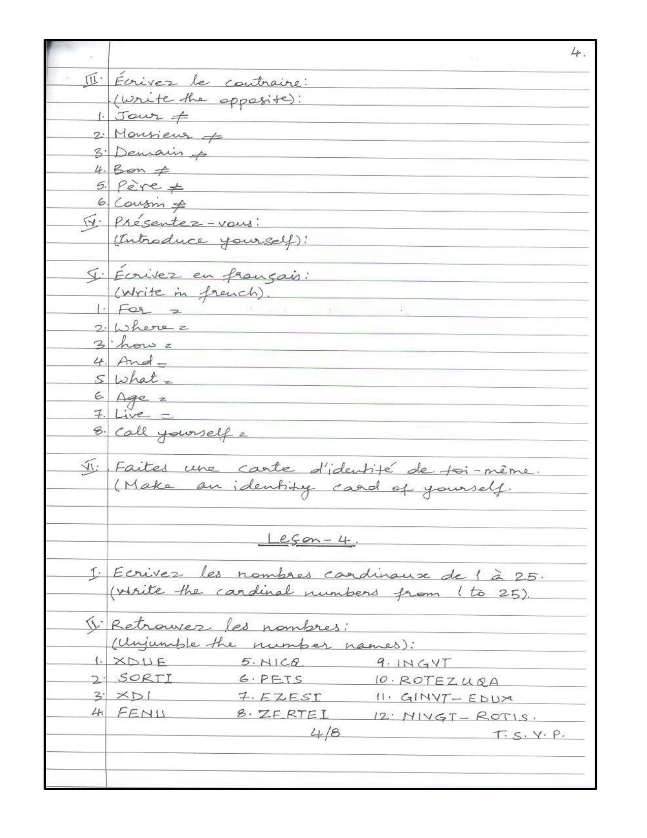 Worksheet for Class 3 French Assignment 3 - Page 4