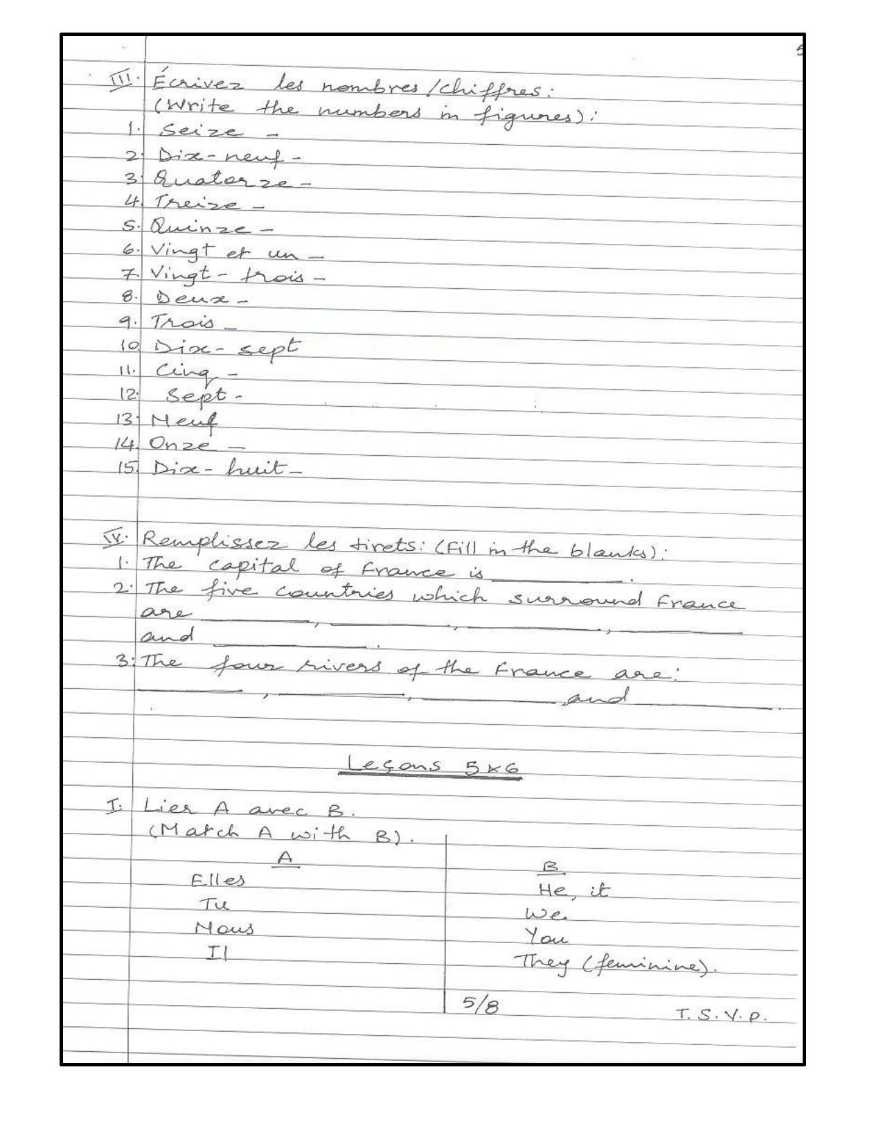 Worksheet for Class 3 French Assignment 3 - Page 5