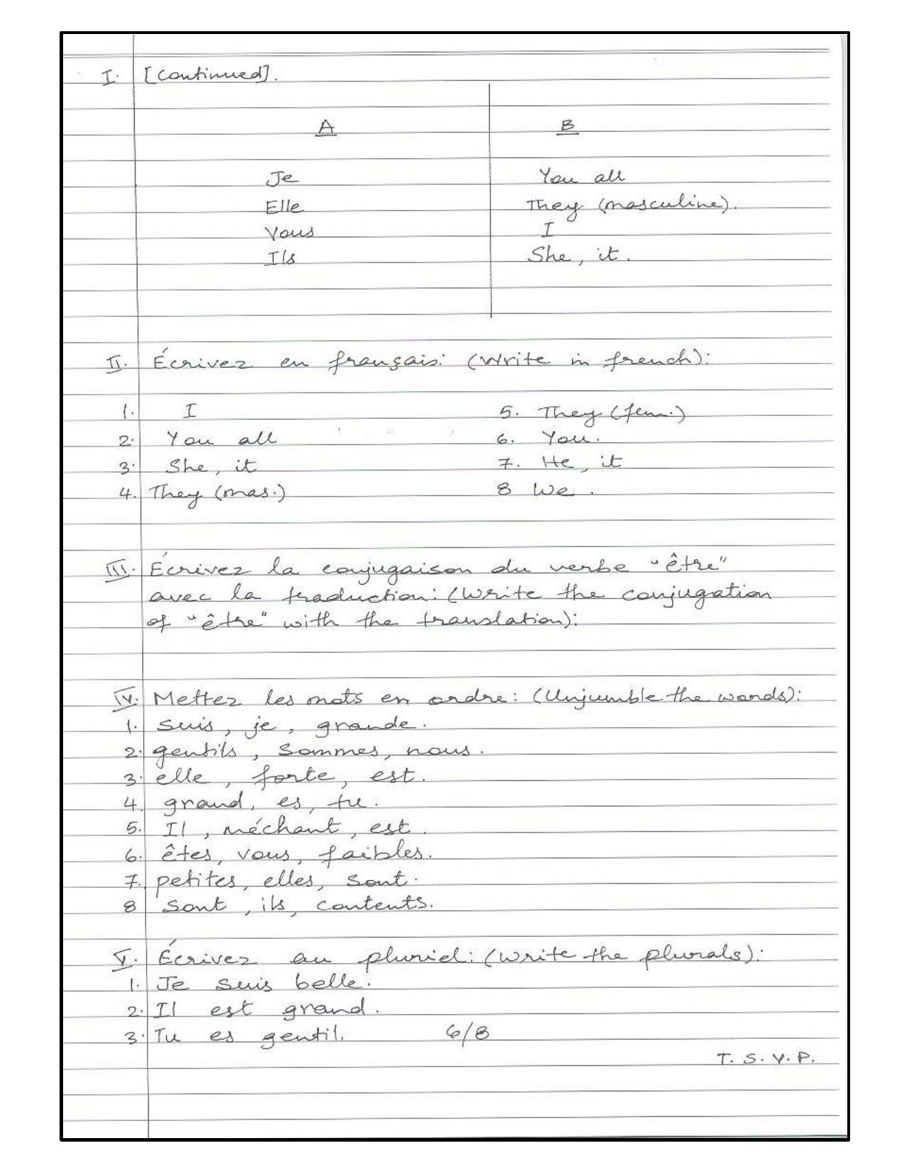 Worksheet for Class 3 French Assignment 3 - Page 6