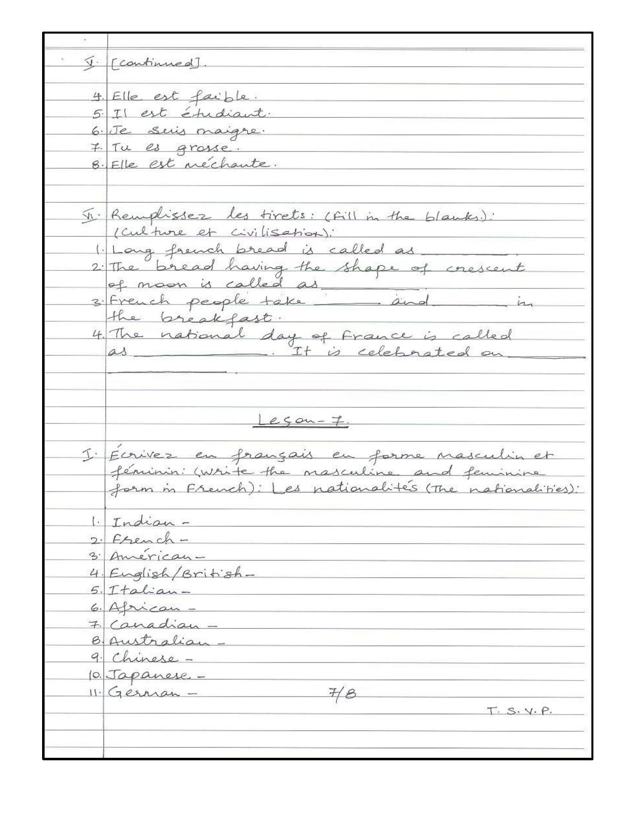 Worksheet for Class 3 French Assignment 3 - Page 7
