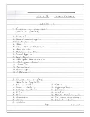 Worksheet for Class 3 French Assignment 3