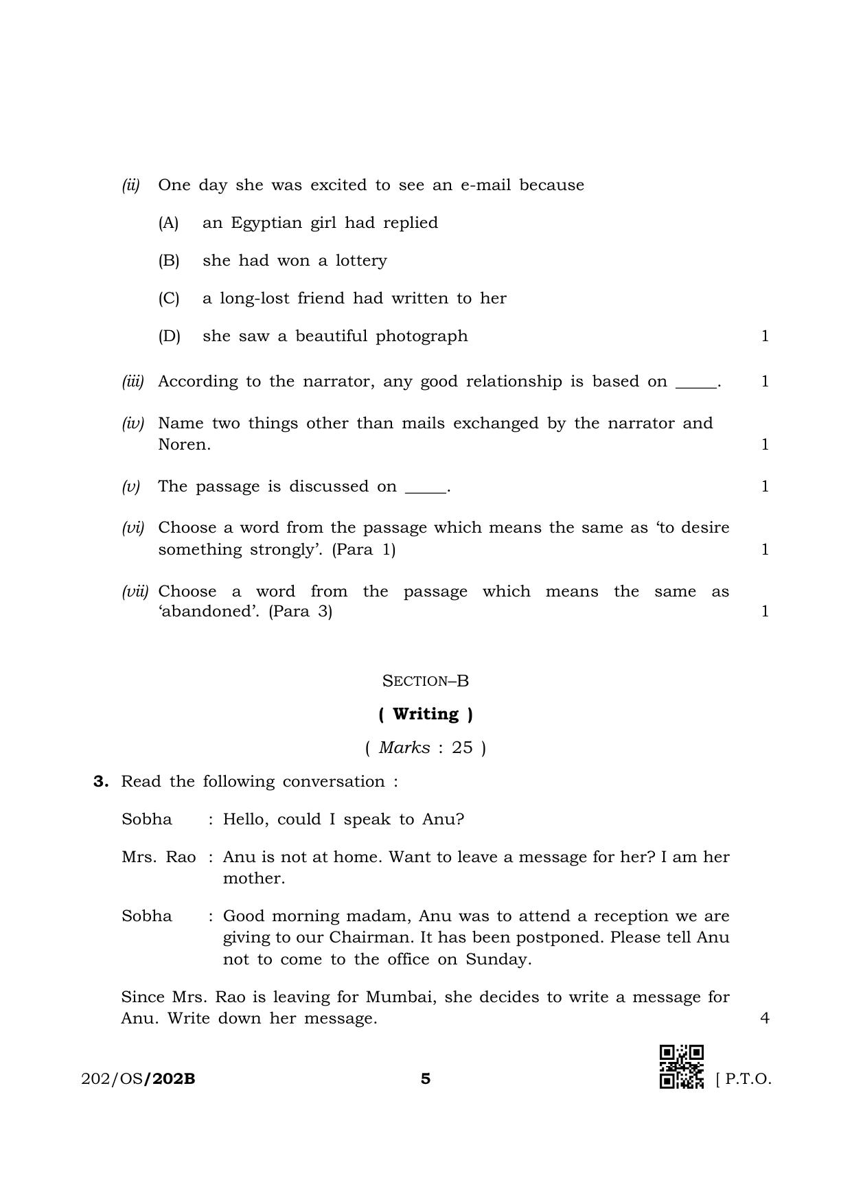 NIOS October 2019 Class 10 English (SET B) Question Paper - Page 5