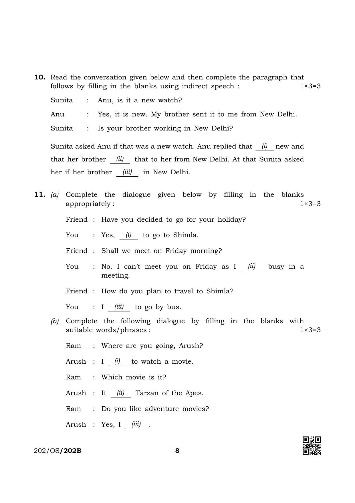 NIOS October 2019 Class 10 English (SET B) Question Paper - Page 8