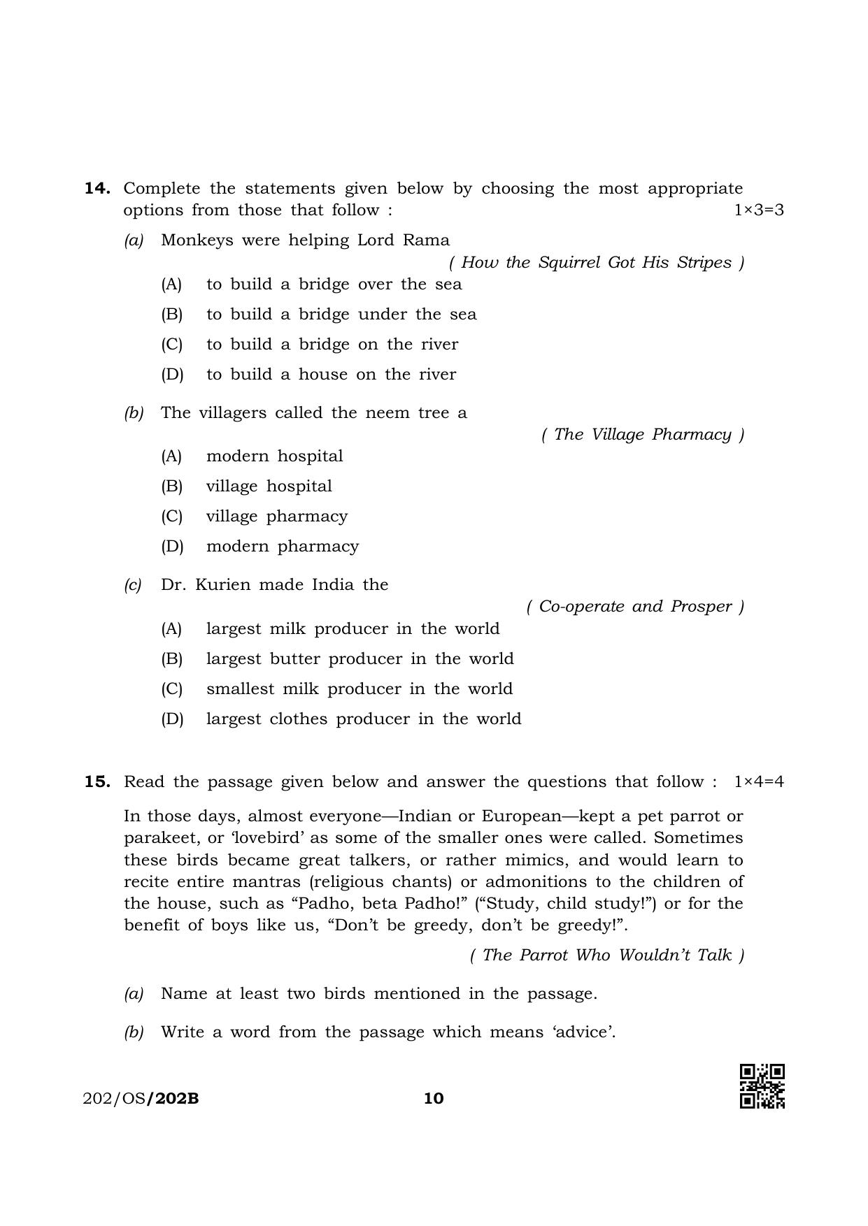NIOS October 2019 Class 10 English (SET B) Question Paper - Page 10