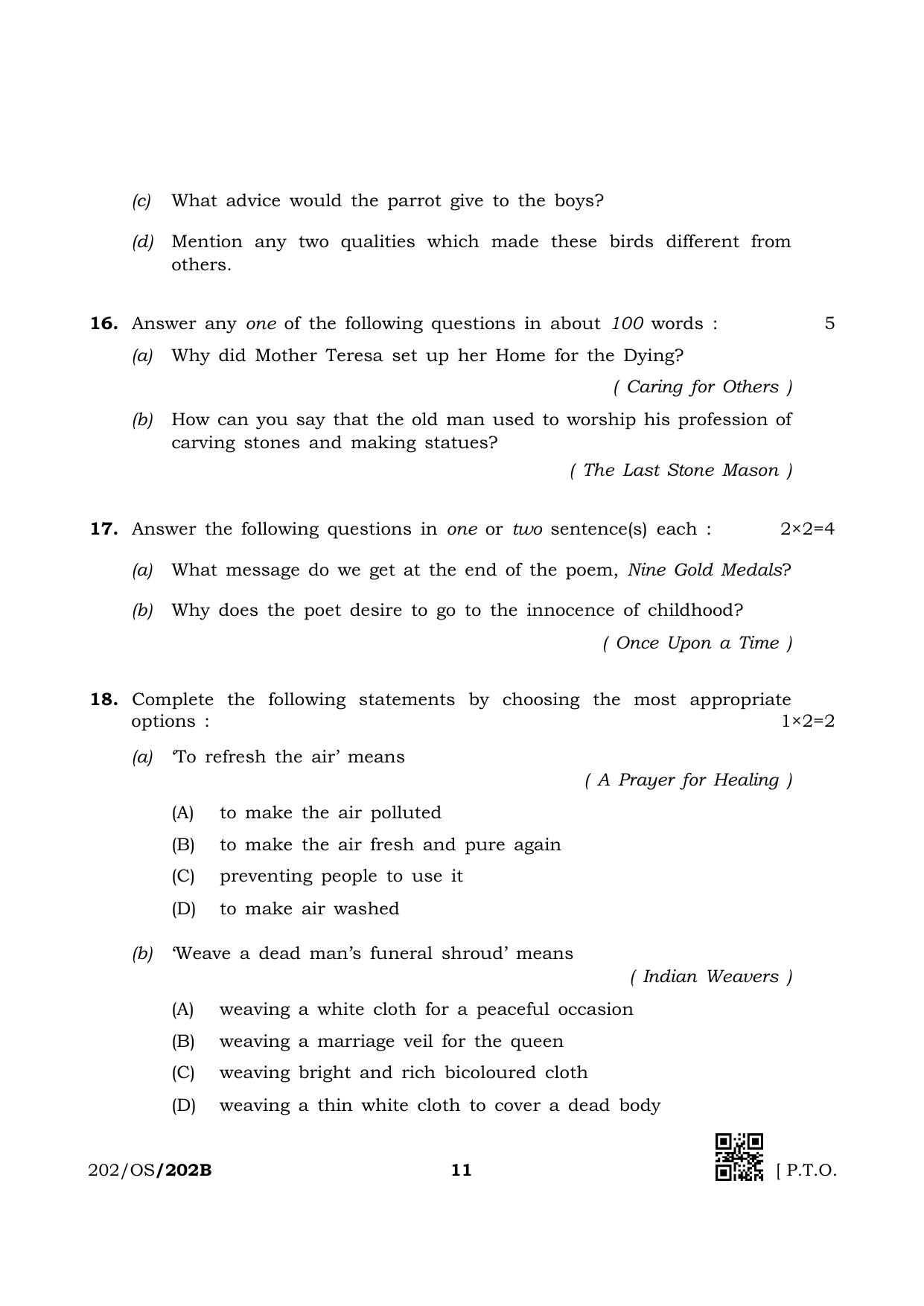 NIOS October 2019 Class 10 English (SET B) Question Paper - Page 11
