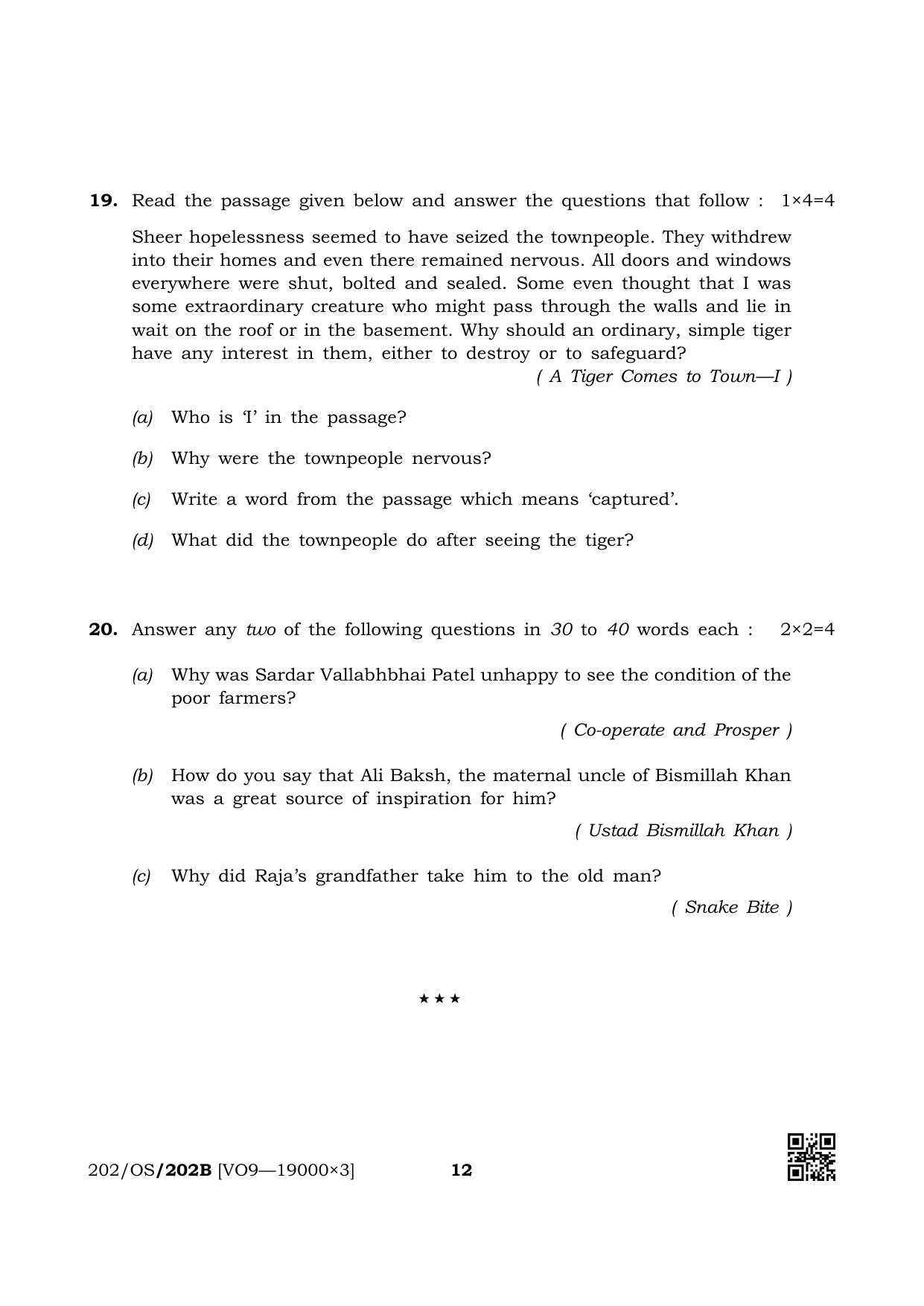 NIOS October 2019 Class 10 English (SET B) Question Paper - Page 12