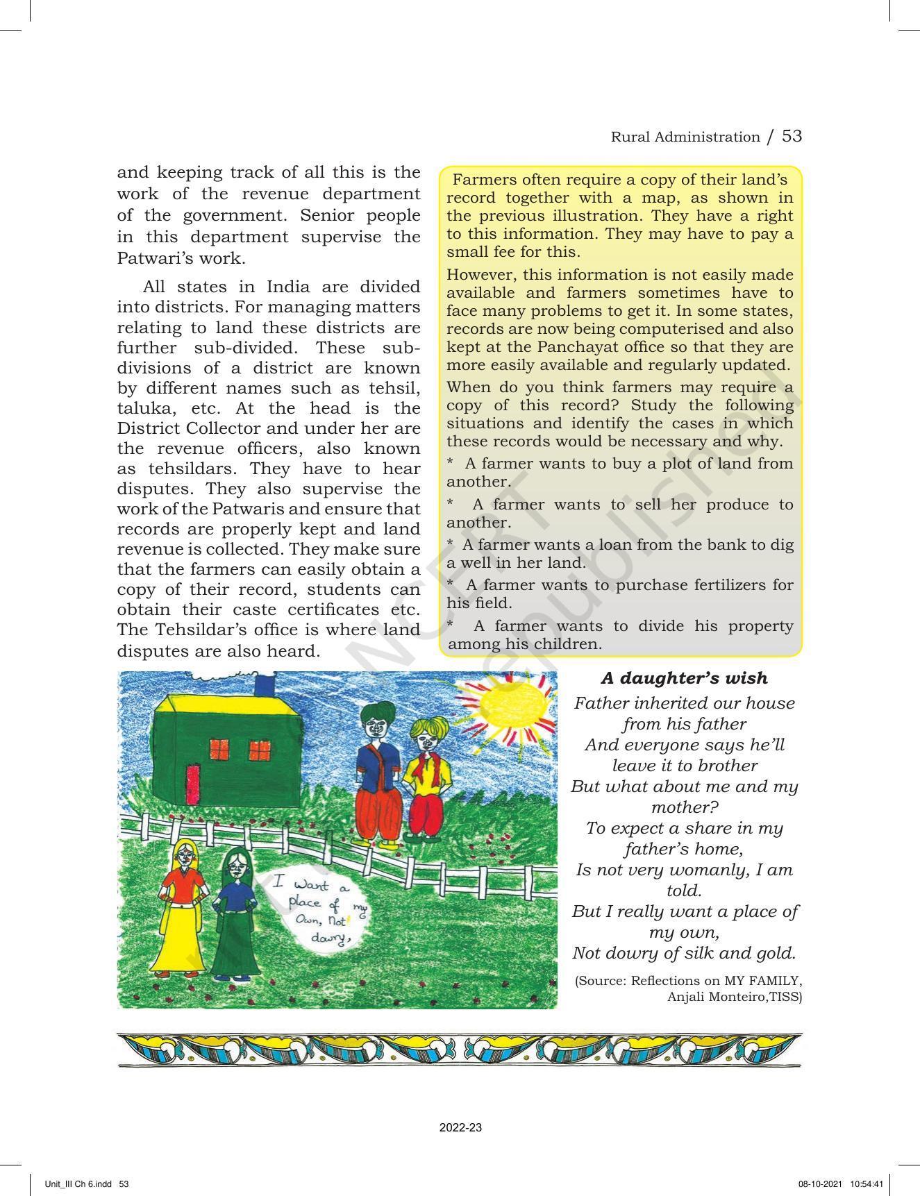NCERT Book for Class 6 Social Science(Political Science) : Chapter 6-Rural Administration - Page 5