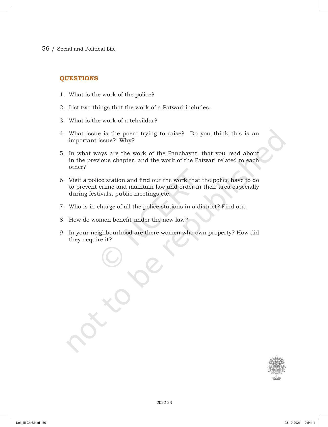NCERT Book for Class 6 Social Science(Political Science) : Chapter 6-Rural Administration - Page 8