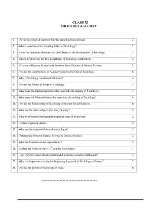 CBSE Worksheets for Class 11 Sociology Society and Sociology Assignment 1