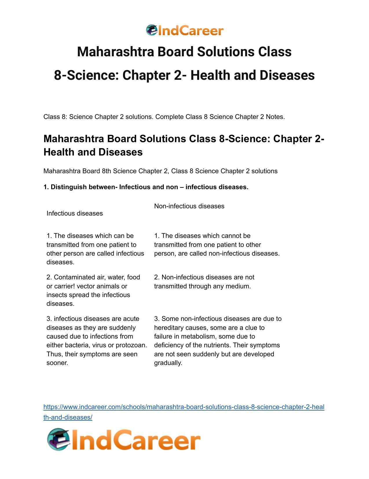Maharashtra Board Solutions Class 8-Science: Chapter 2- Health and Diseases - Page 2