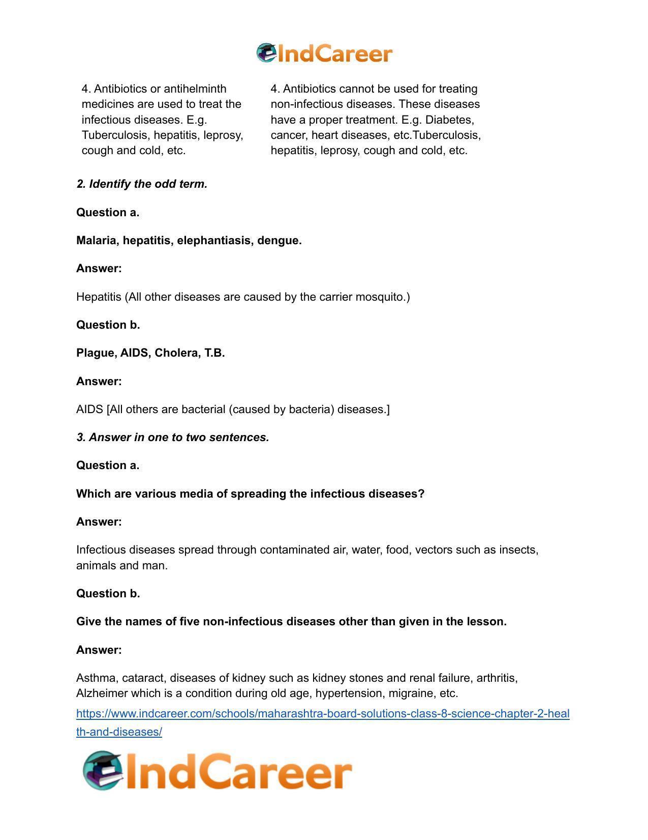 Maharashtra Board Solutions Class 8-Science: Chapter 2- Health and Diseases - Page 3