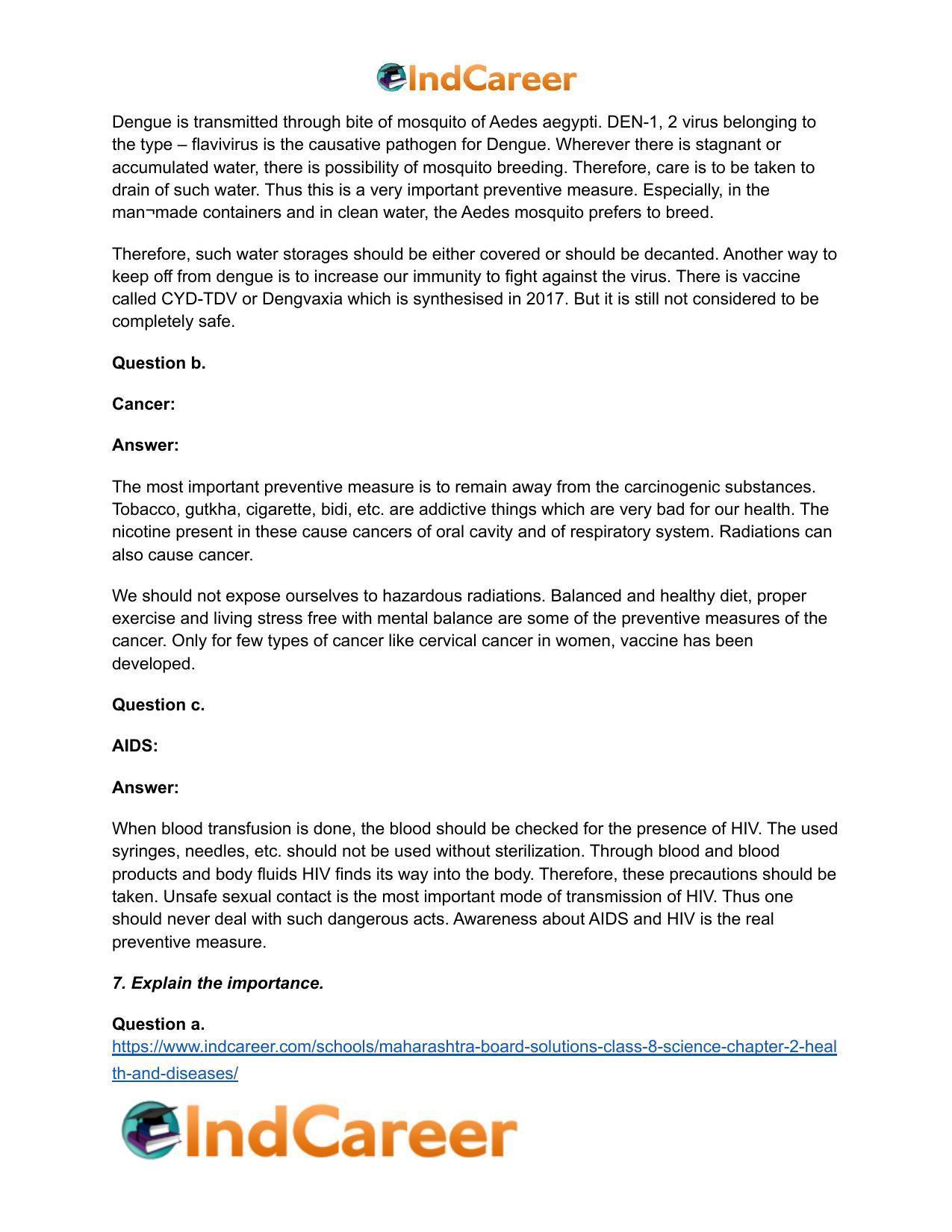 Maharashtra Board Solutions Class 8-Science: Chapter 2- Health and Diseases - Page 7